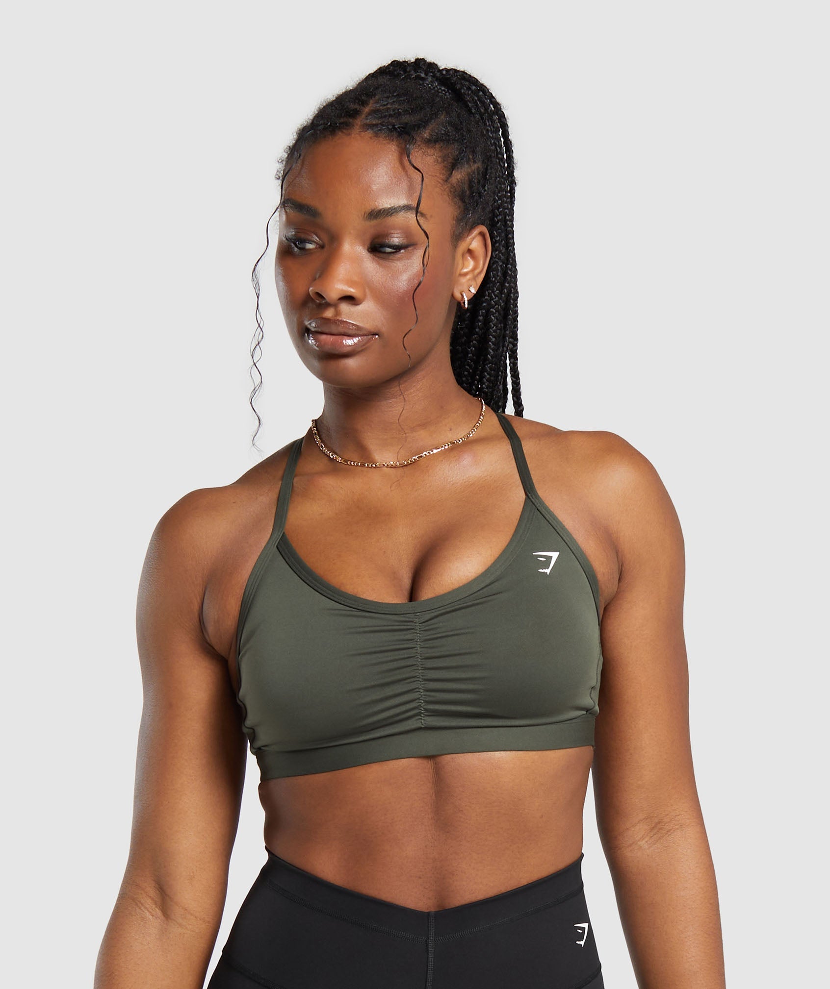 Ruched Sports Bra in Strength Green