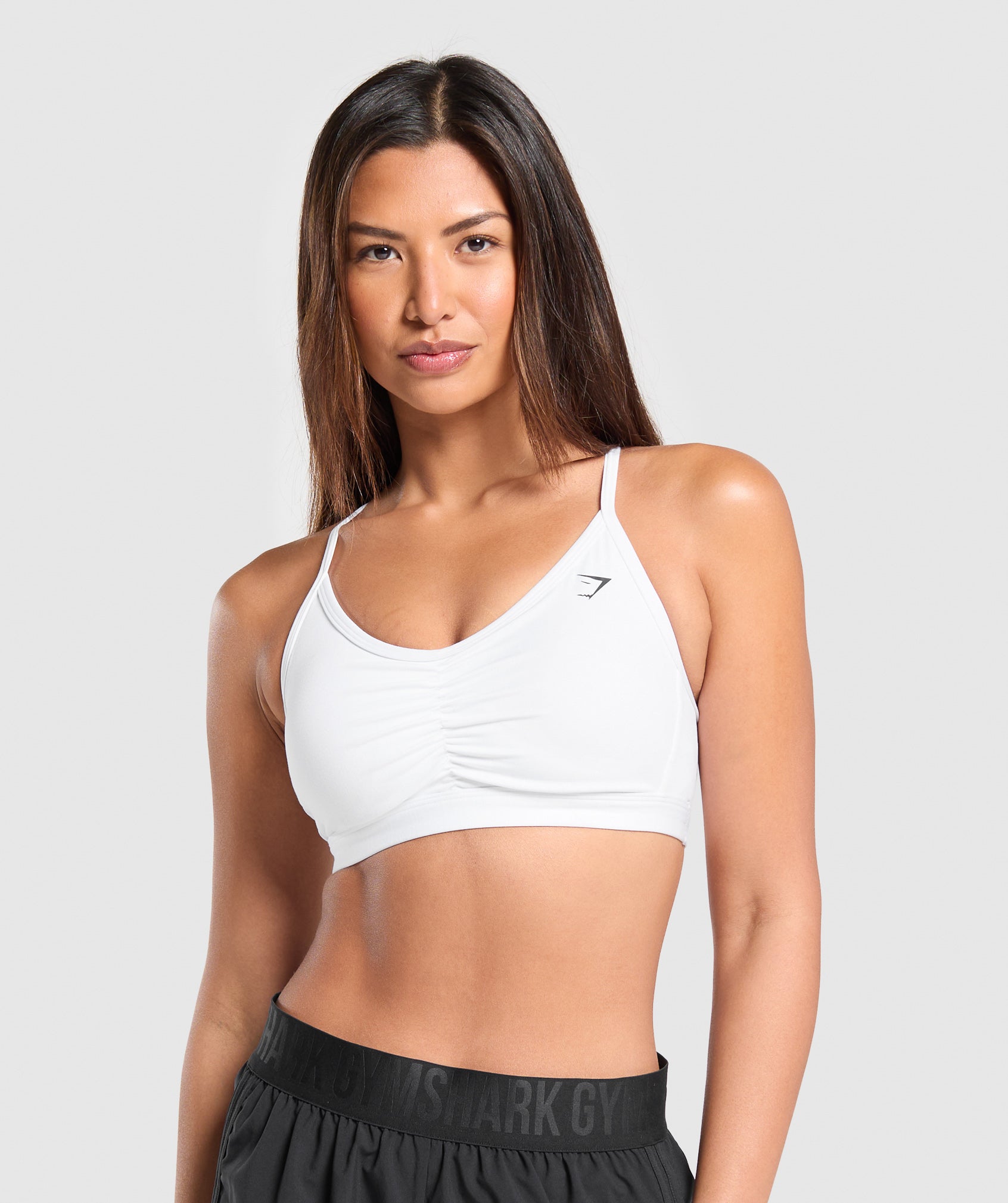 Ruched Sports Bra in White - view 1