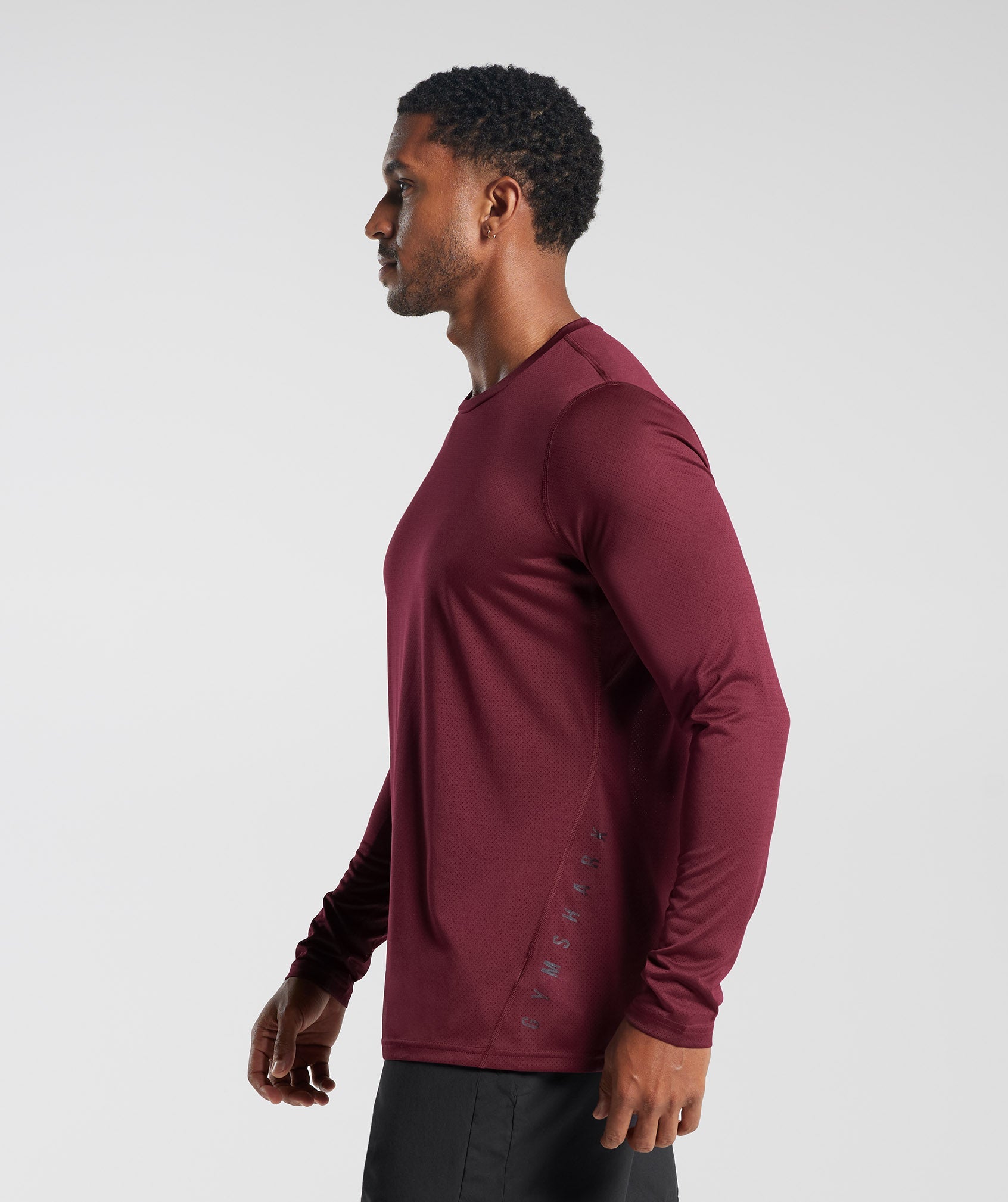Sport Long Sleeve T-Shirt in Plum Pink/Black Marl - view 3