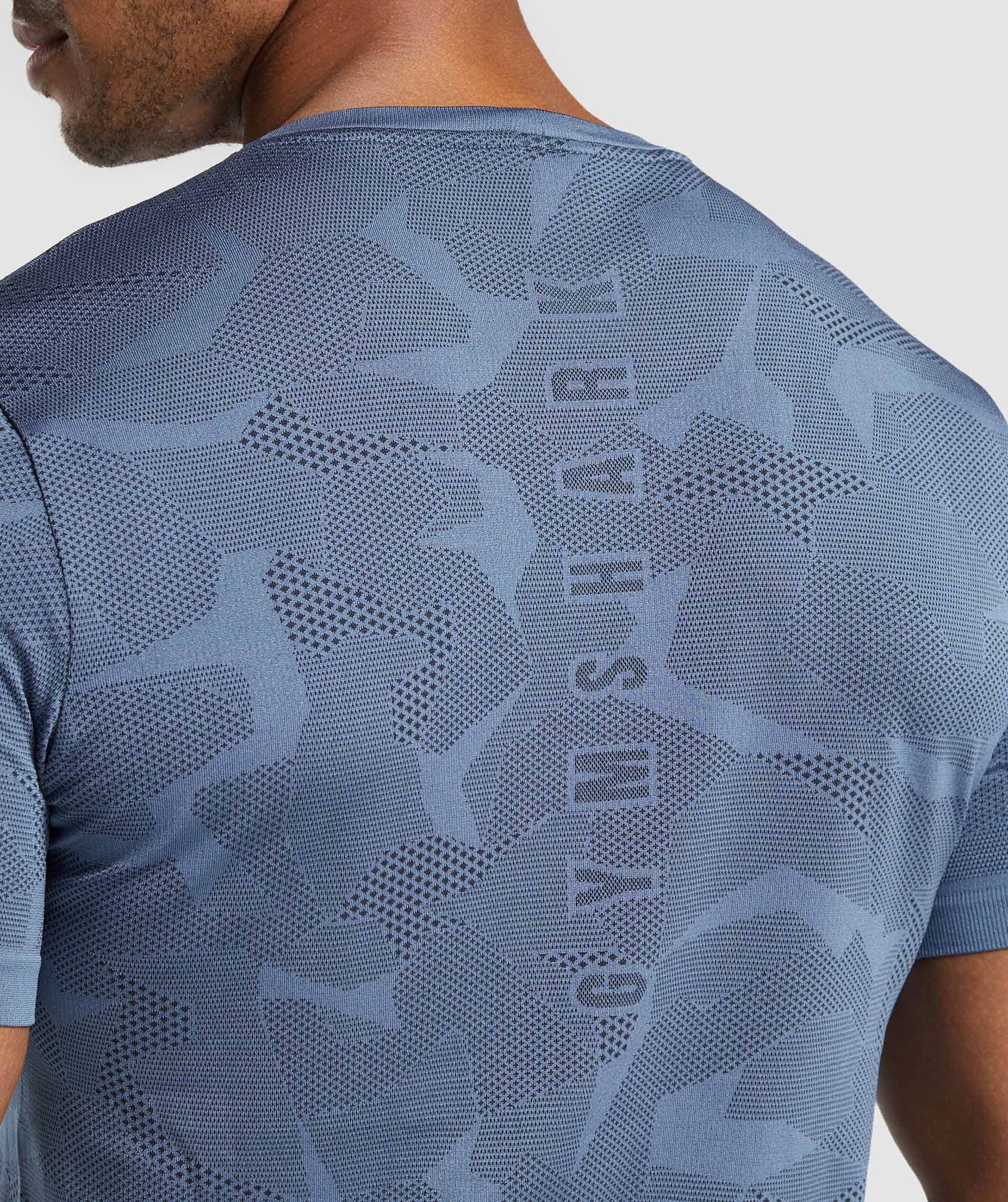 Gymshark Geo Seamless T-Shirt - Faded Blue/Titanium Blue