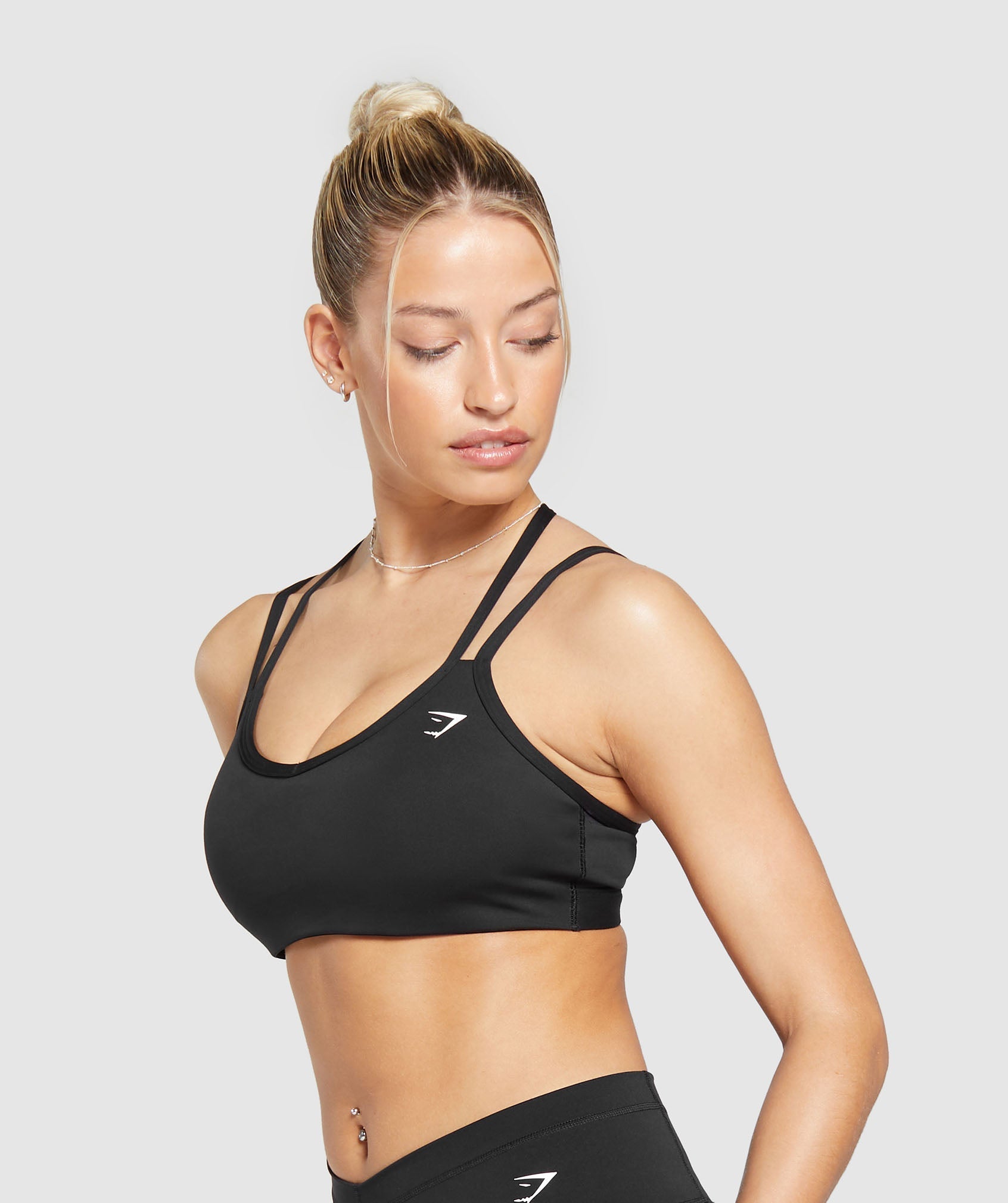 Gymshark sports bra SZ XS black athleisure adjustable shoulder straps