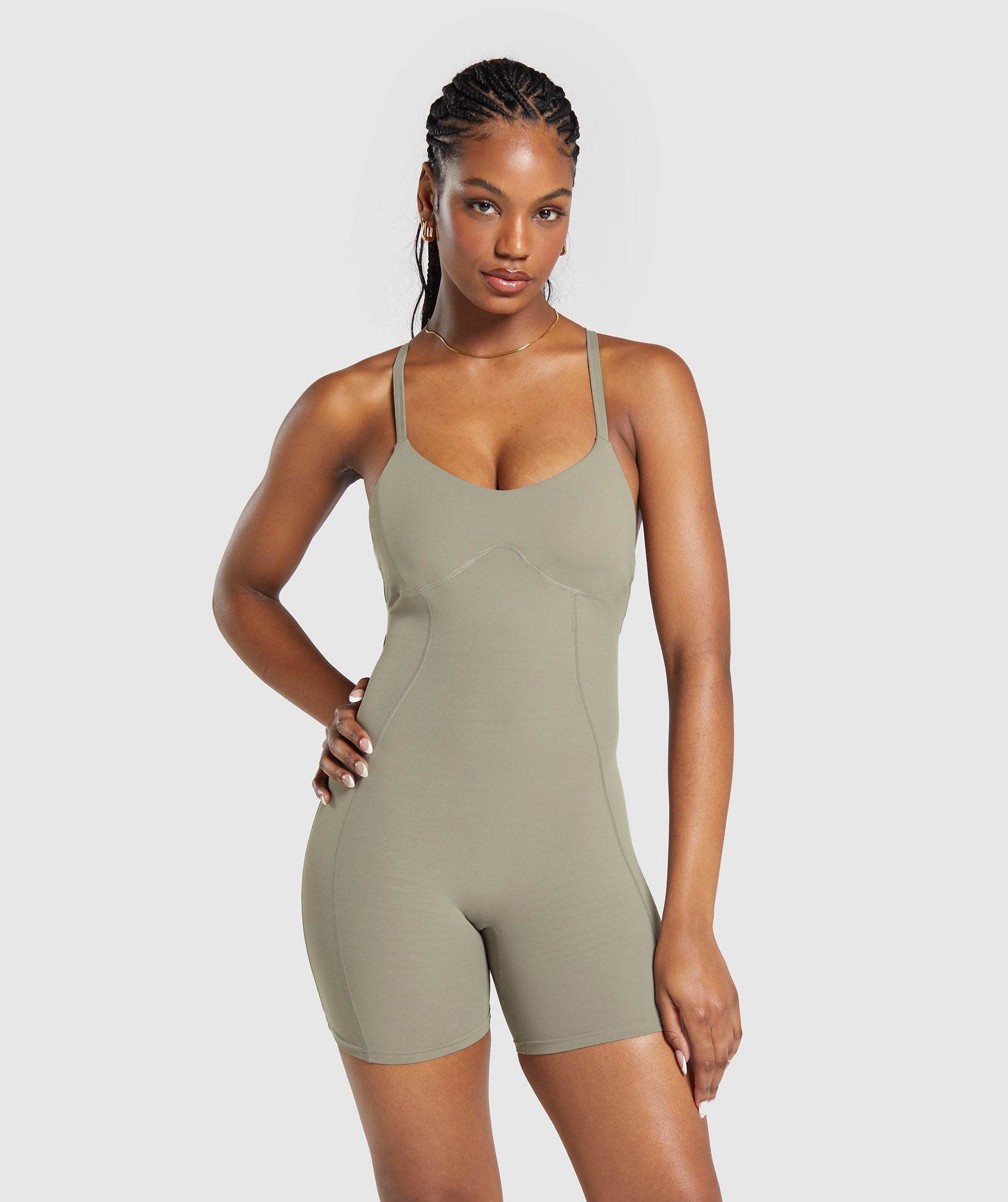 Gymshark Strappy All in One - Linen Brown