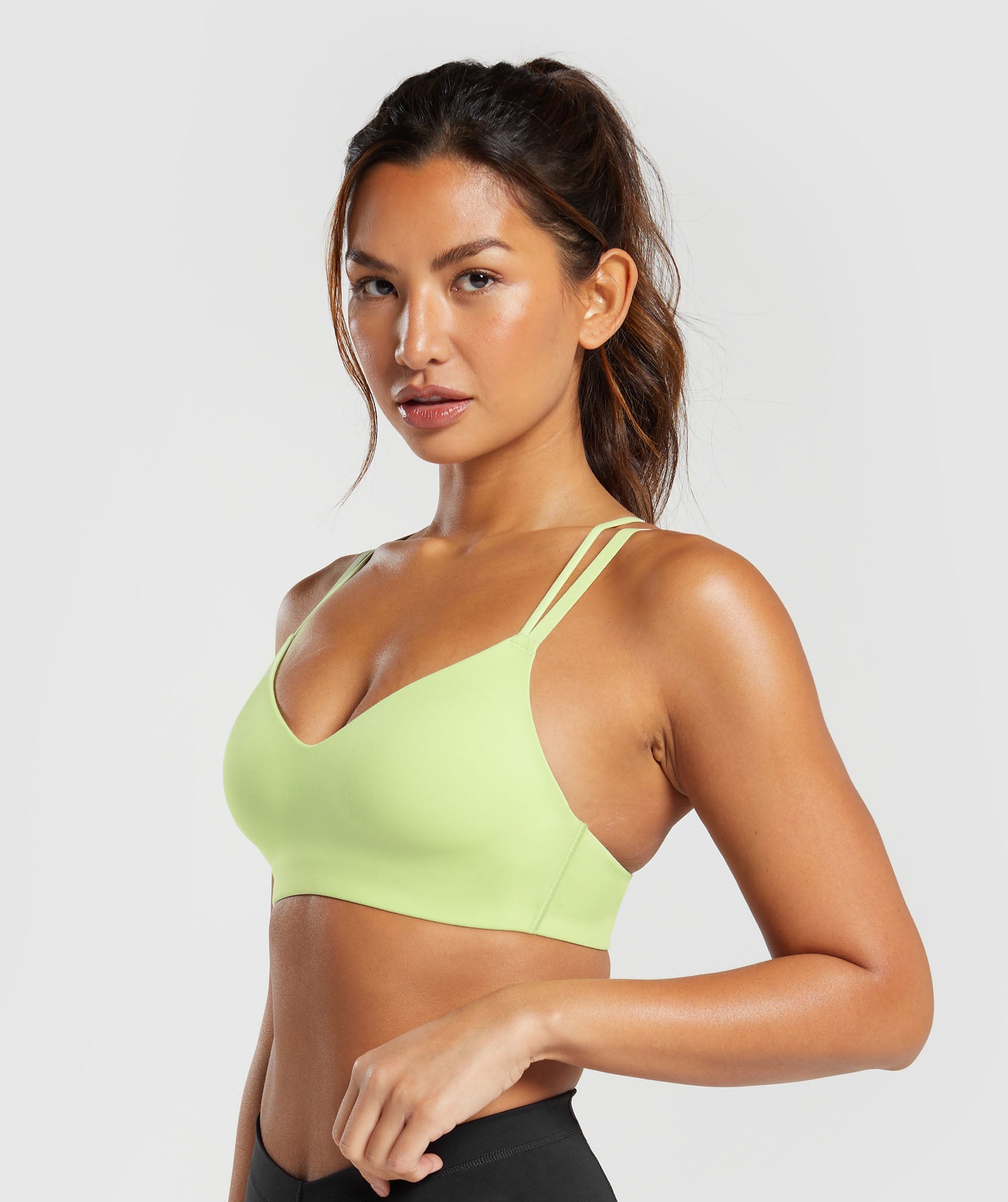 Strappy Back Light Support Sports Bra in Pastel Sage Green - view 3