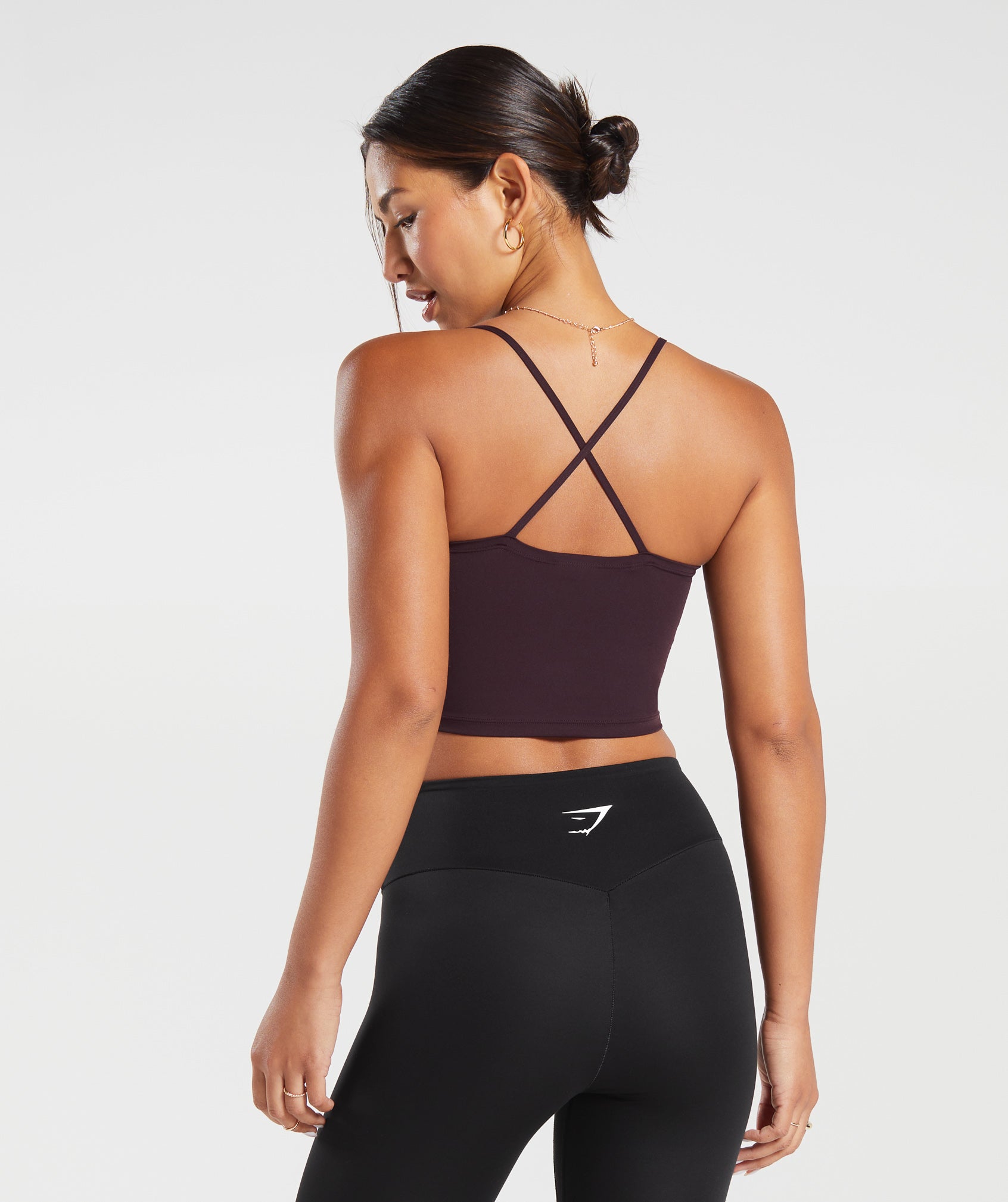 Strappy Crop Cami Tank in Plum Brown - view 2