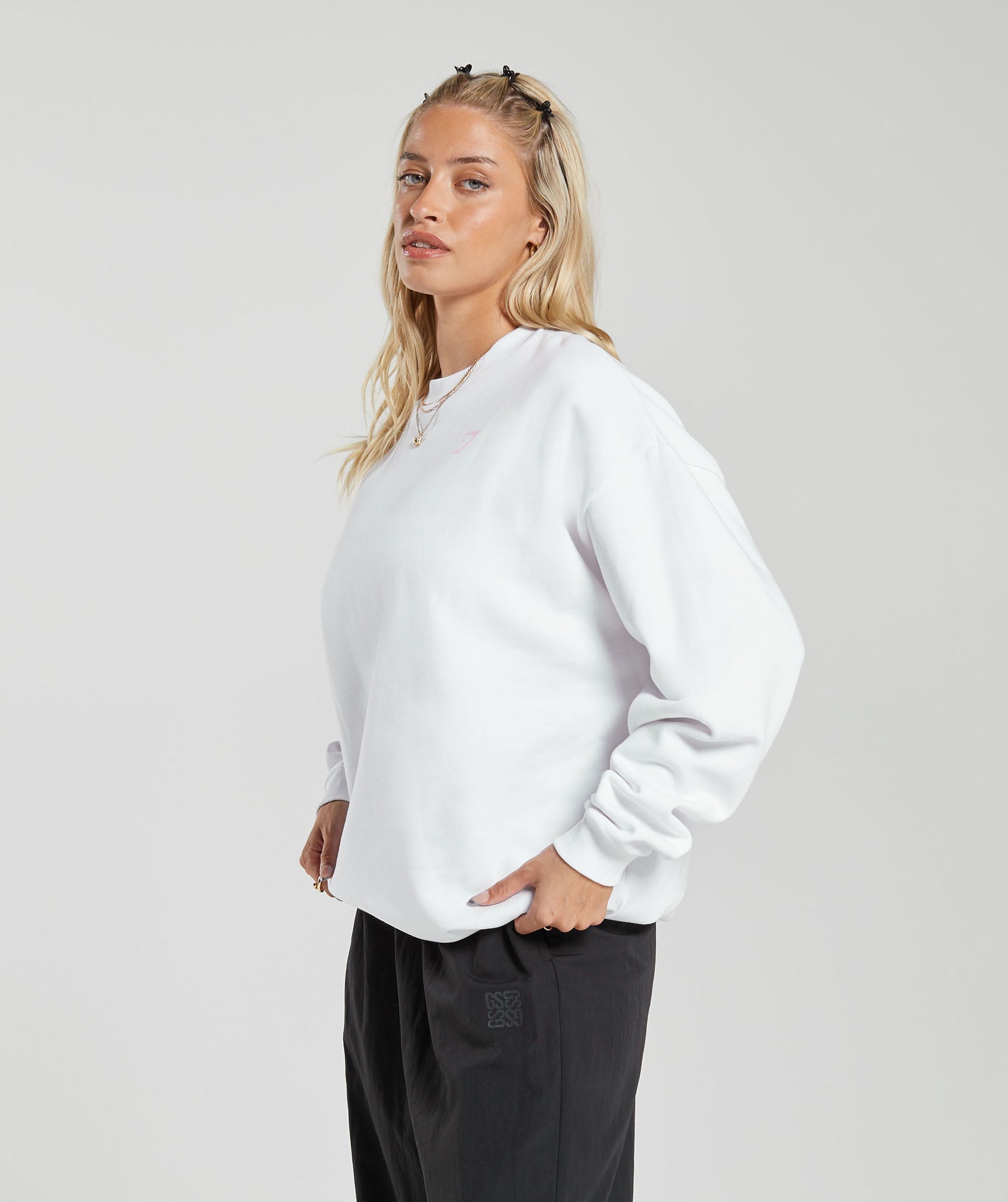 Strength Department Graphic Oversized Sweatshirt in White - view 3