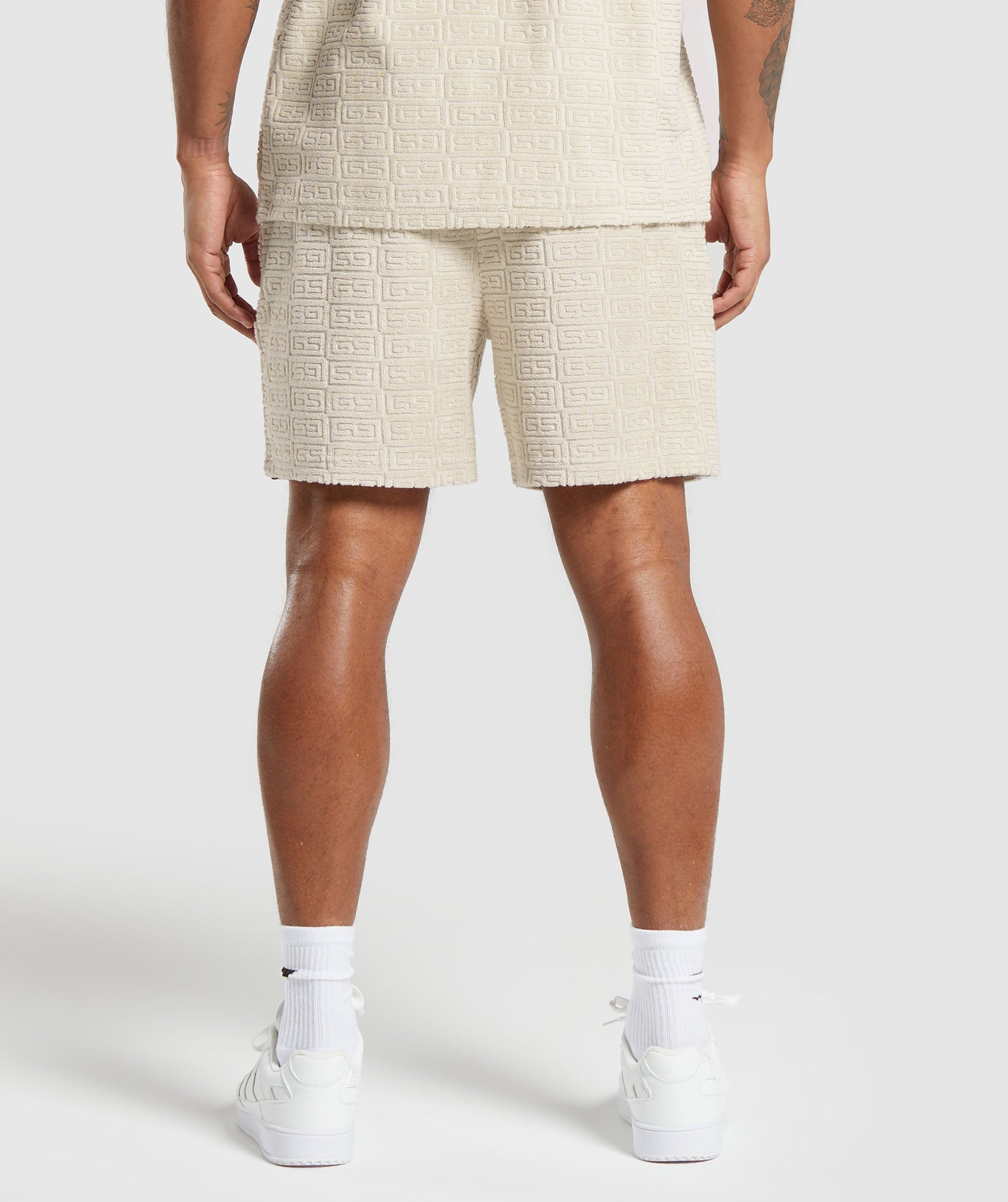 Towelling 7" Shorts in Pebble Grey - view 2