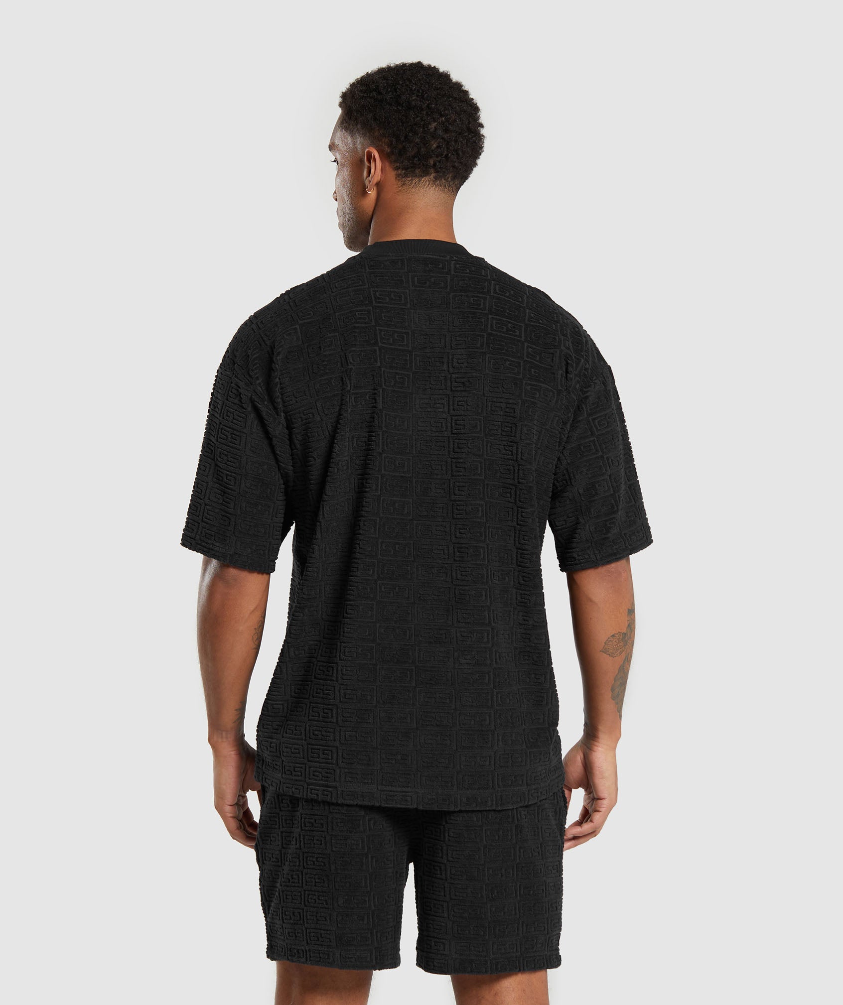 Towelling T-Shirt in Black - view 3