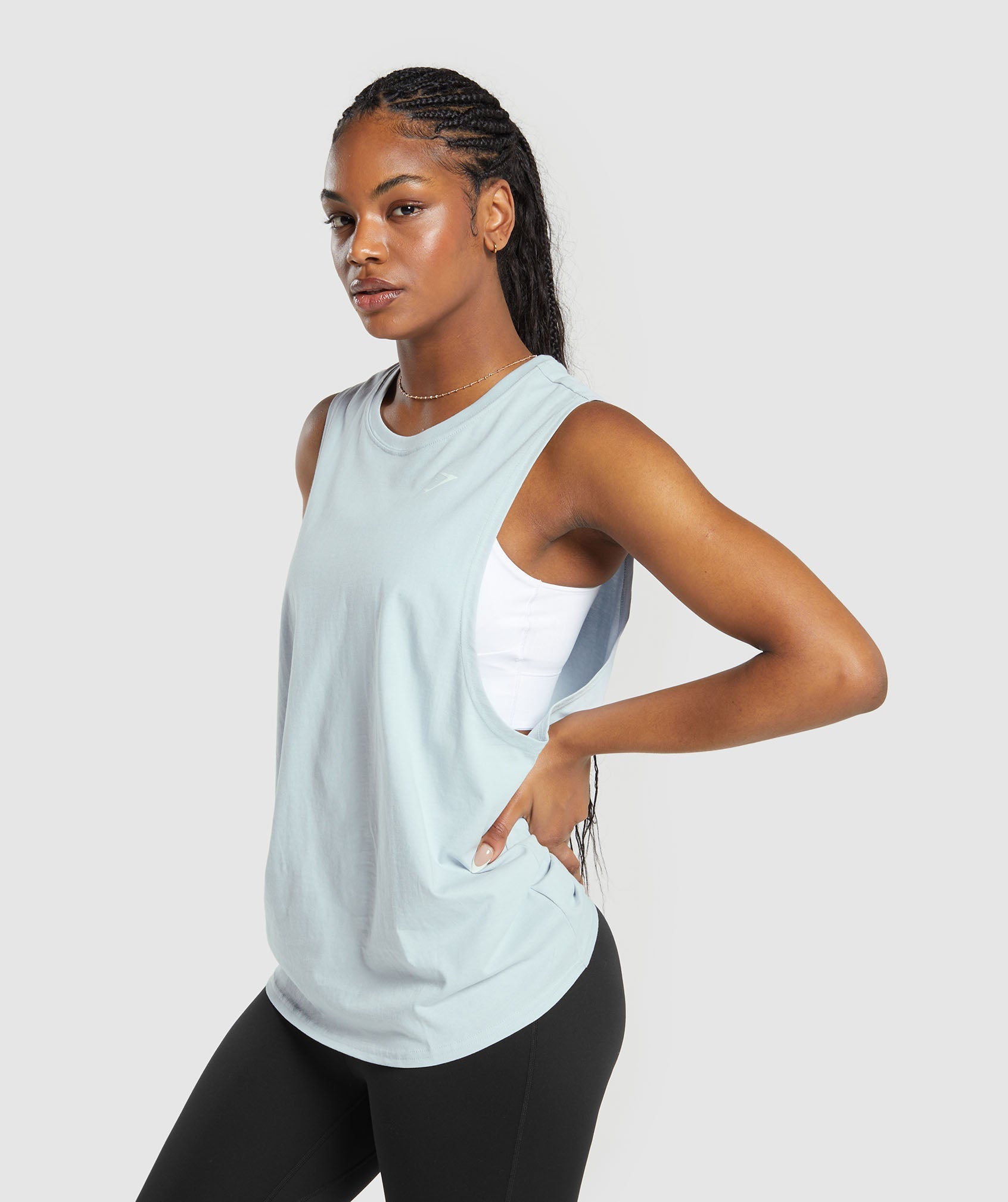 Training Drop Arm Tank in Fresh Blue - view 3