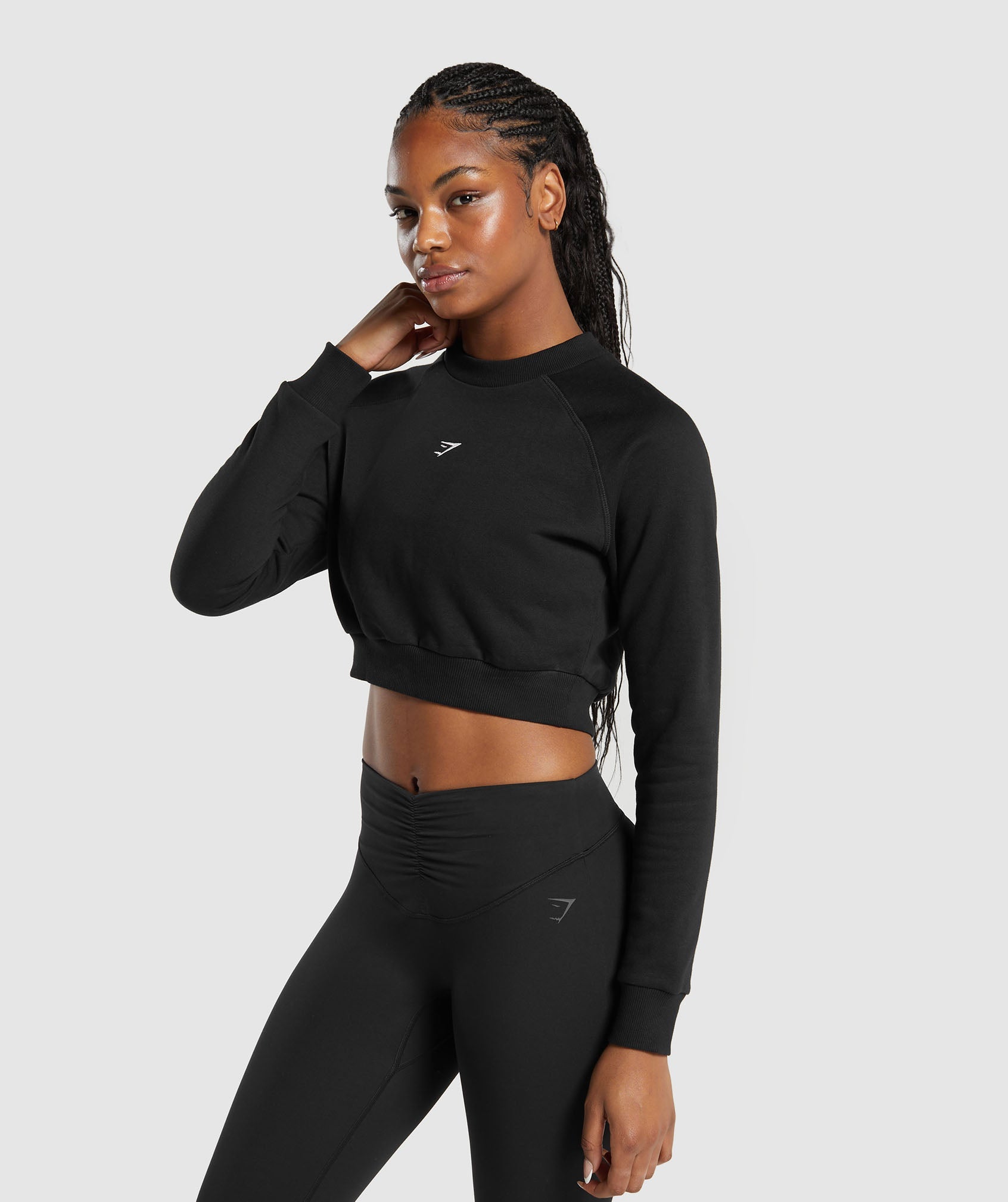 Gymshark Sweat Seamless Long Sleeve Zip Crop Top - Black