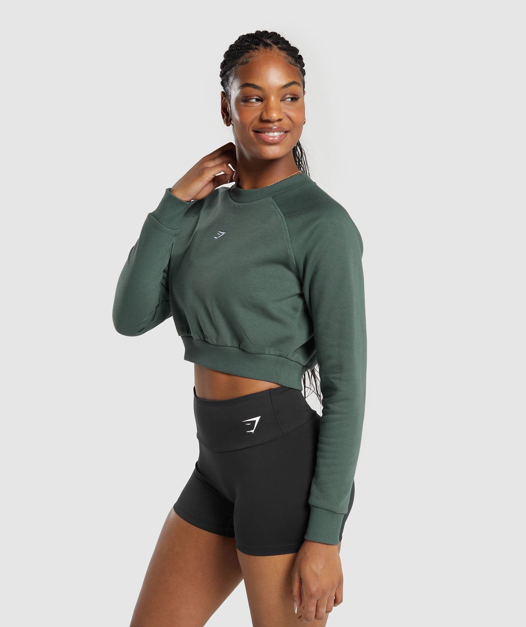 Training Fleece Cropped Sweatshirt in Slate Teal - view 3