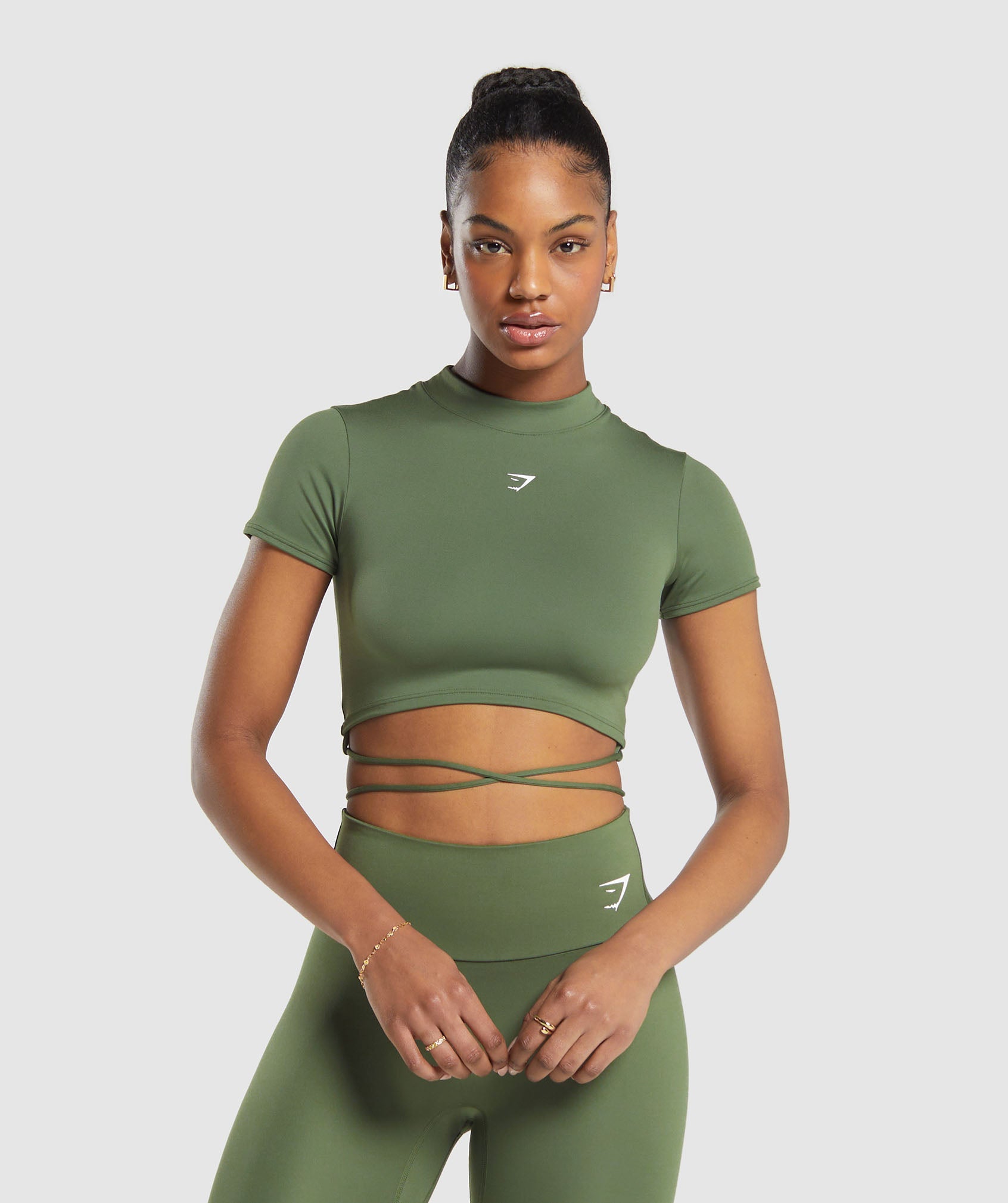 Everyday Mock Neck Ribbon T-Shirt in Core Olive - view 1