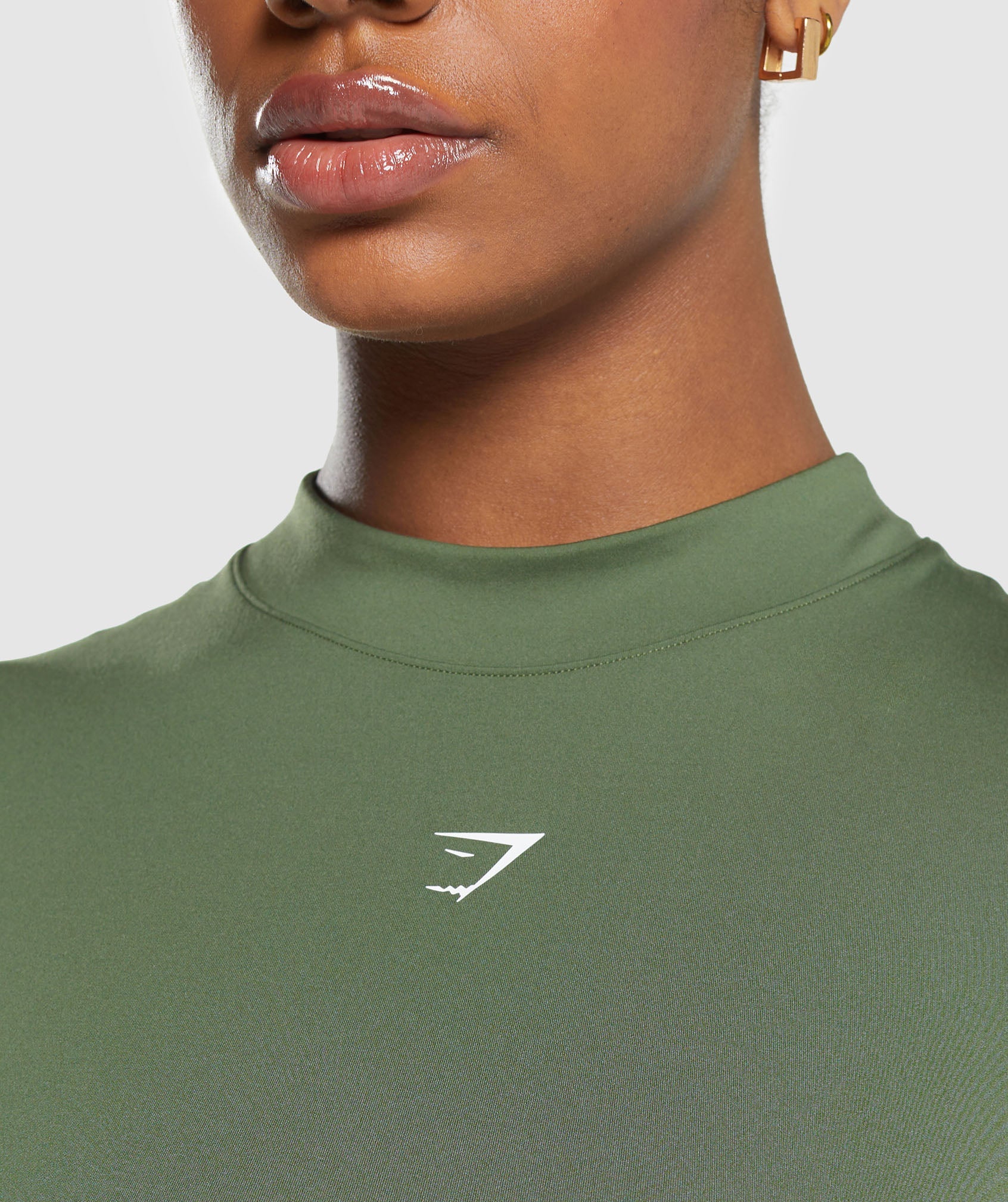Everyday Mock Neck Ribbon T-Shirt in Core Olive - view 6