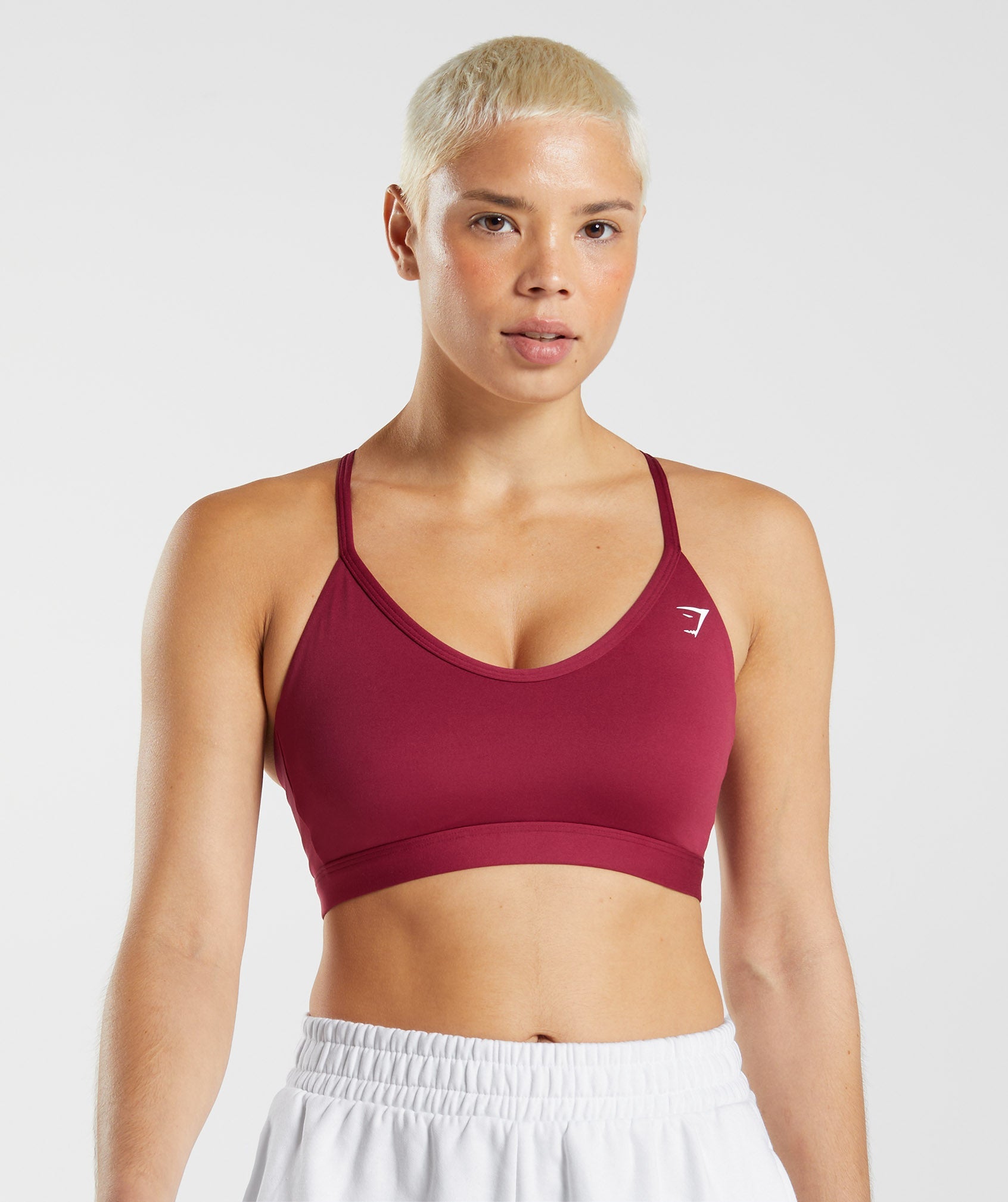 V Neck Sports Bra in Currant Pink