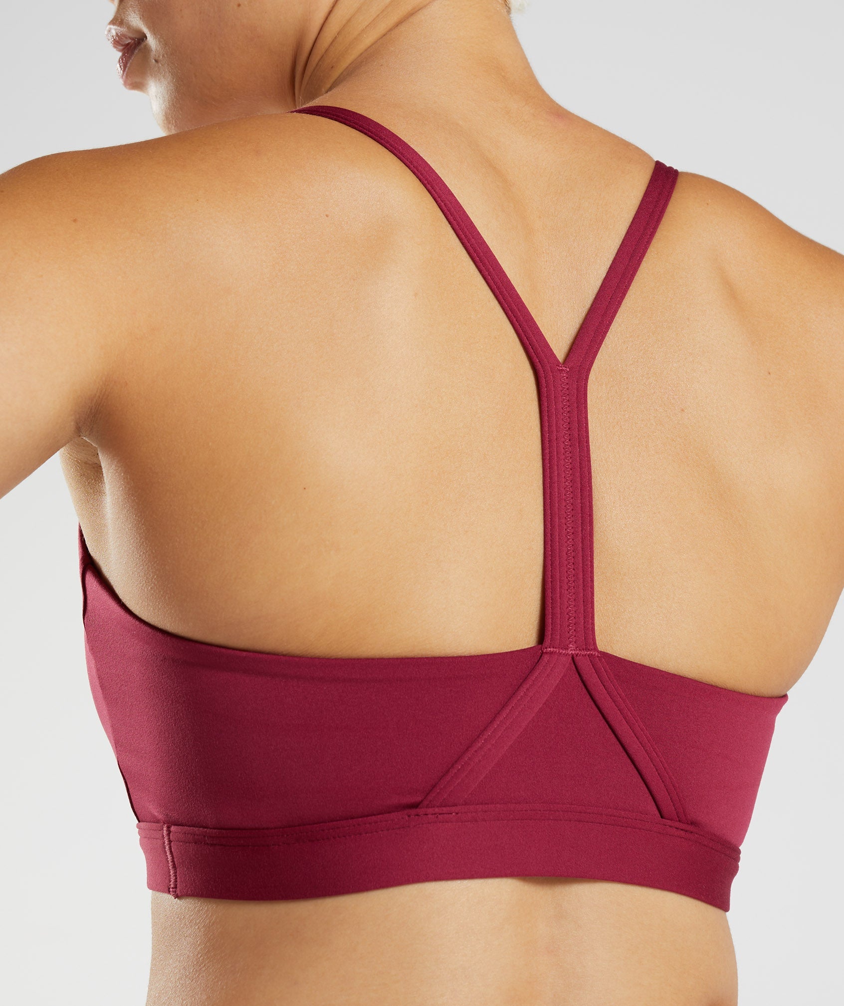 V Neck Sports Bra in Currant Pink