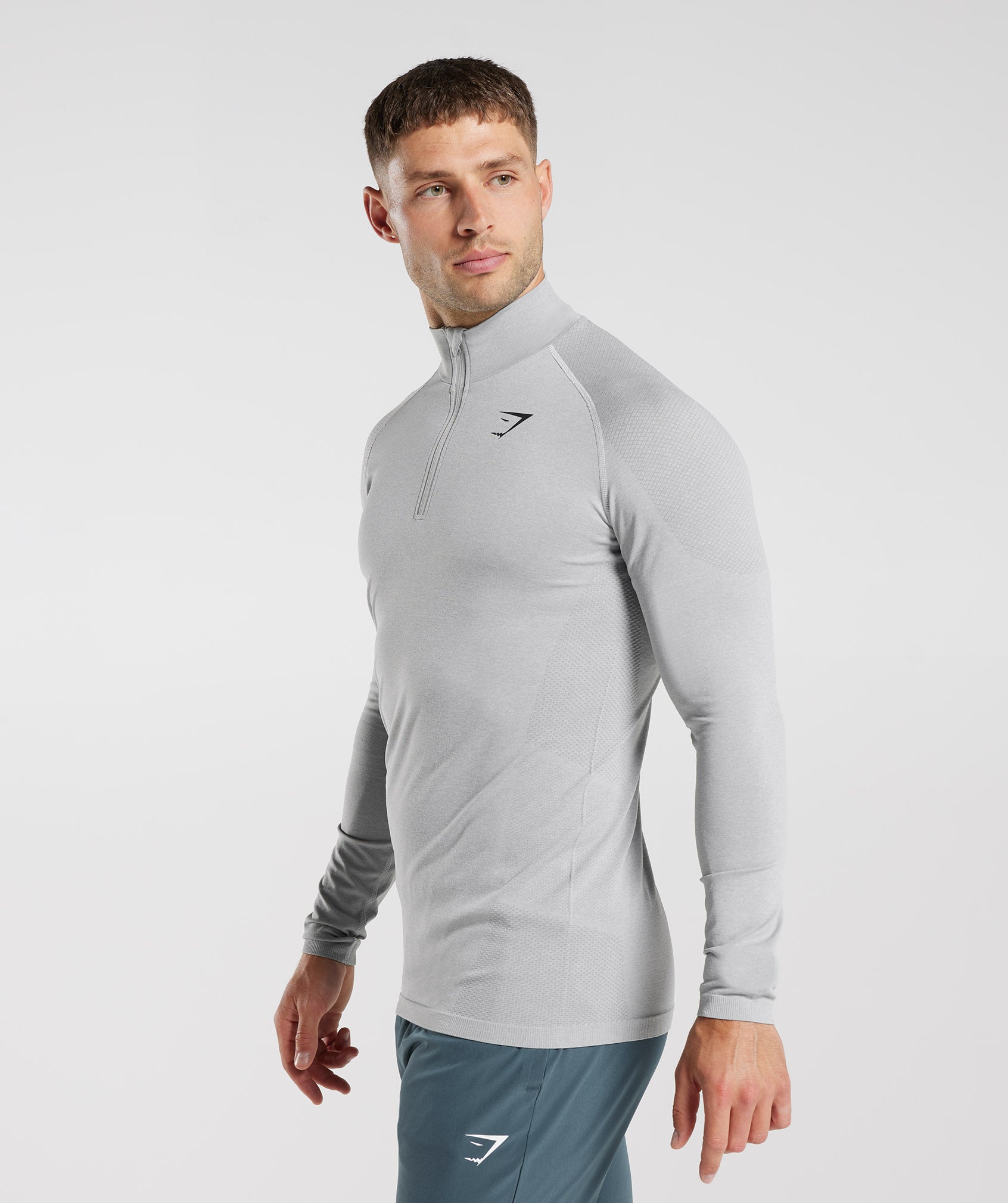 Vital Seamless 1/4 Zip in Light Grey/Smokey Grey - view 3