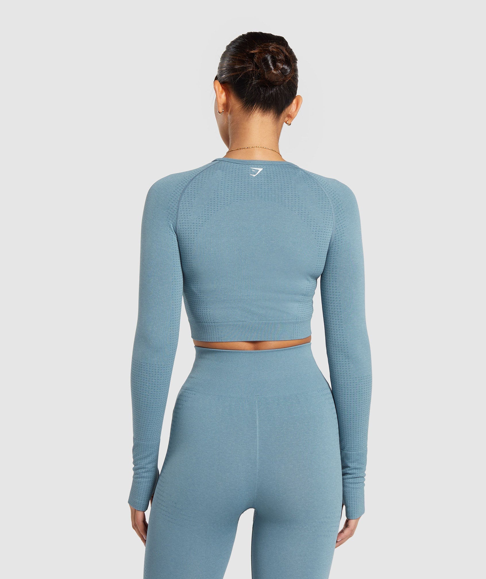 Vital Seamless 2.0 Crop Top in Faded Blue Marl - view 2