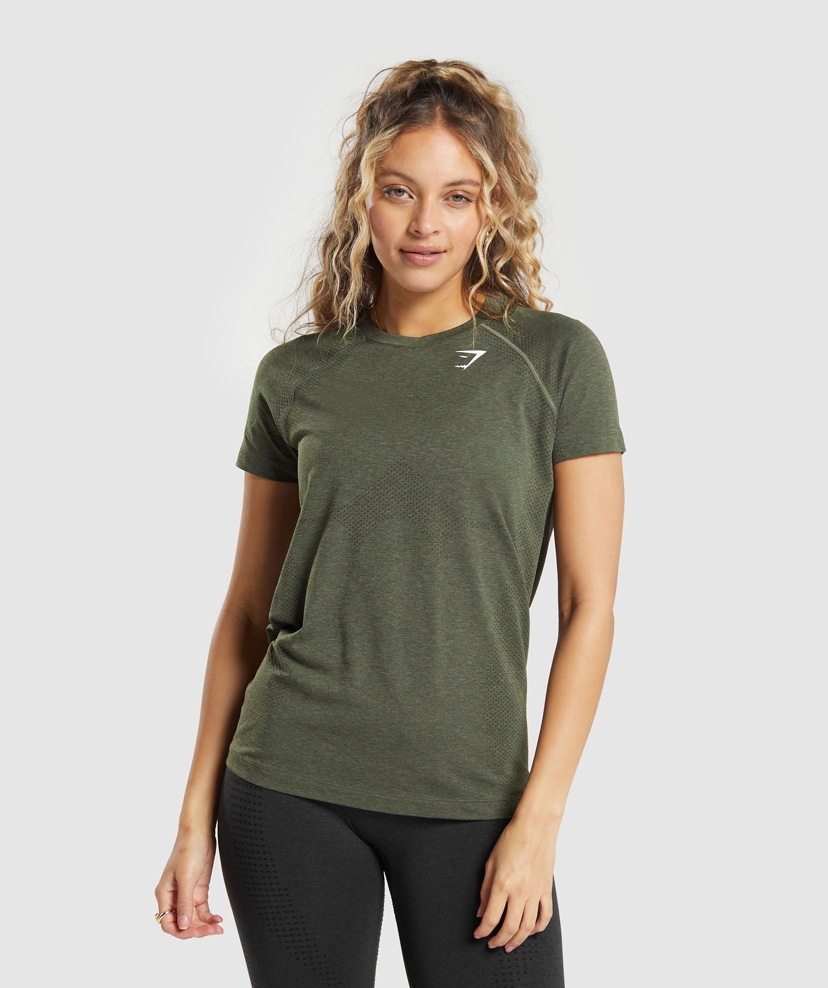 Gymshark Vital Seamless 2.0 Crop Top - Lagoon Green/ Marl