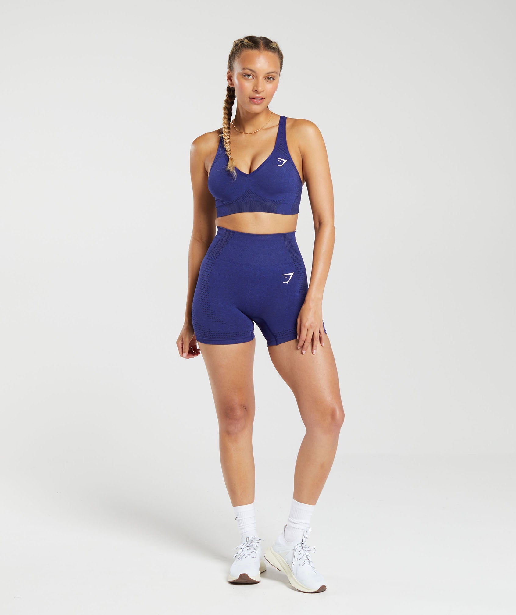 Vital Seamless  2.0 V Neck Sports Bra in Cobalt Purple Marl - view 4