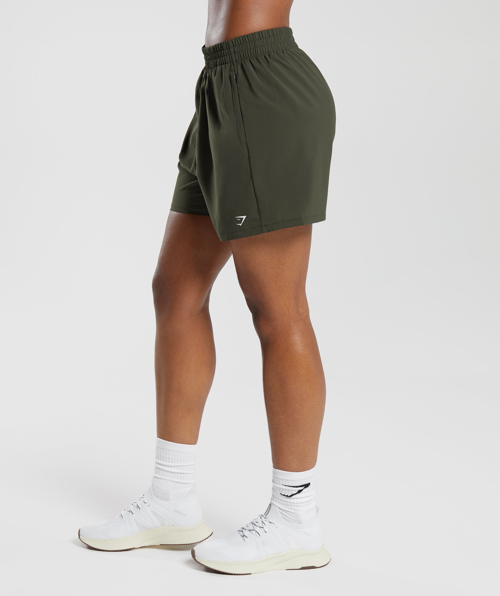 Woven Pocket Shorts in Deep Olive Green - view 3
