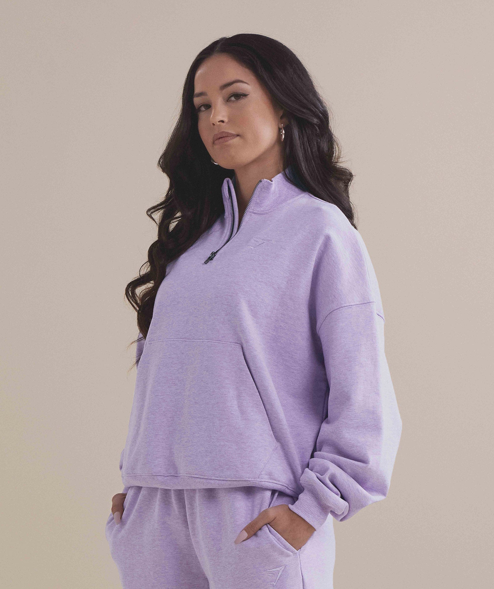 Rest Day Sweats 1/2 Zip Pullover in Aura Lilac Marl - view 1