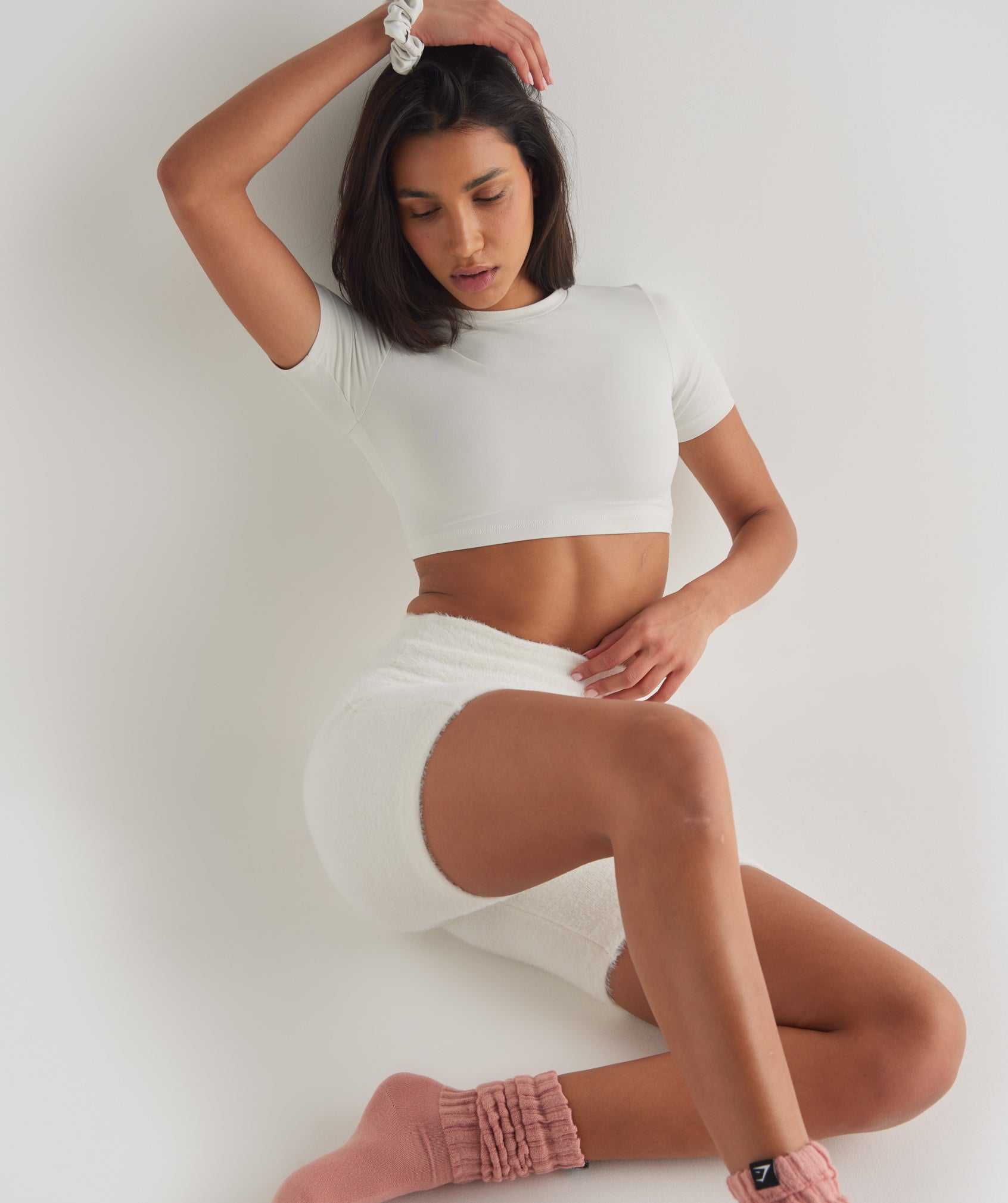 Whitney Short Sleeve Crop Top in Skylight White