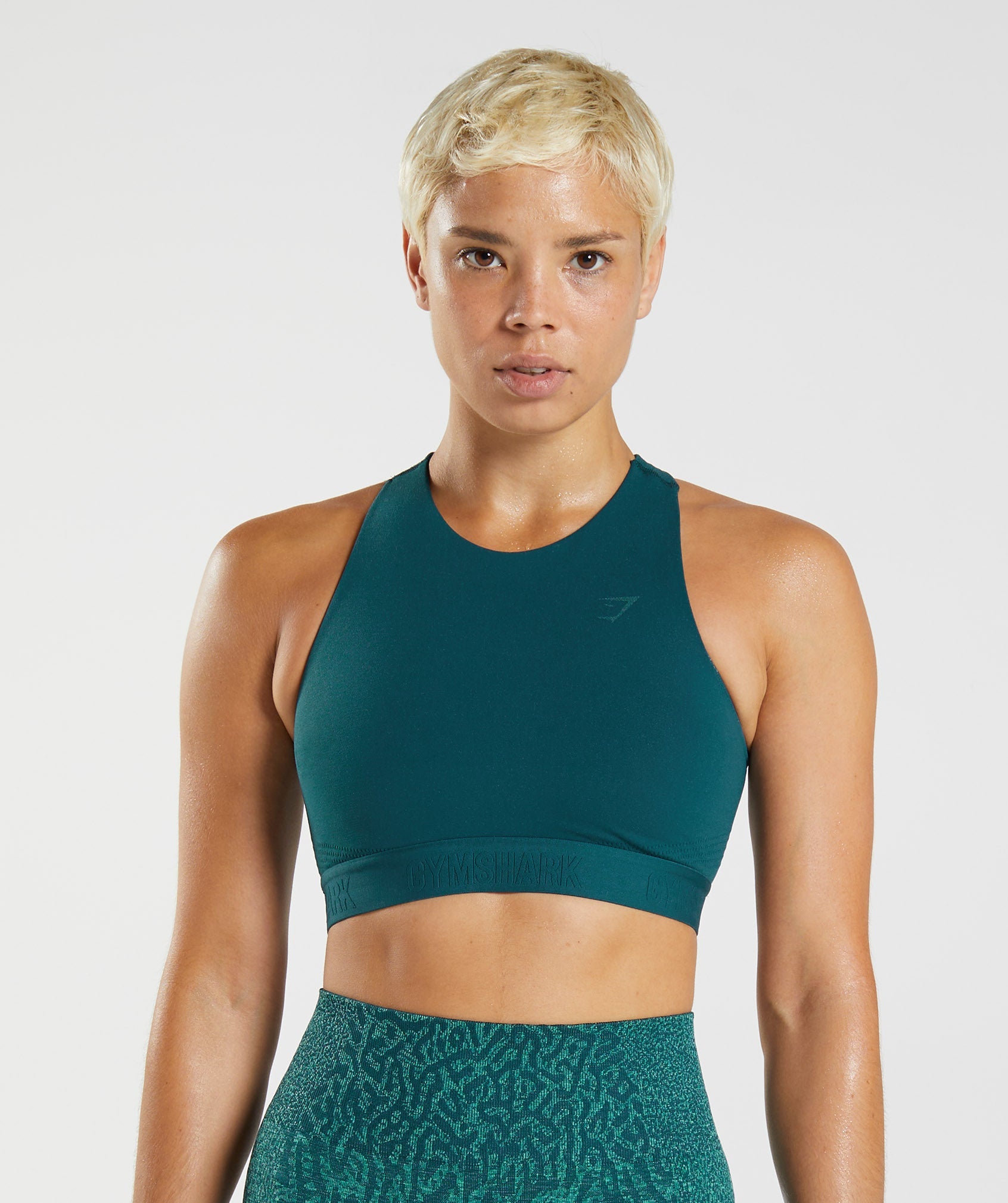 315 Performance High Neck Sports Bra in Winter Teal/Pearl Blue