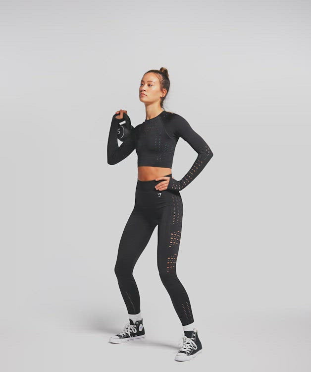 Gymshark Everyday Seamless Long Sleeve Crop Top - Black