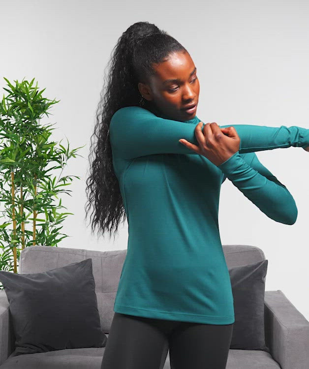 GYMSHARK Women Regulate 1/4 Zip Pullover Teal Long Sleeve Stretch EUC Size  LARGE