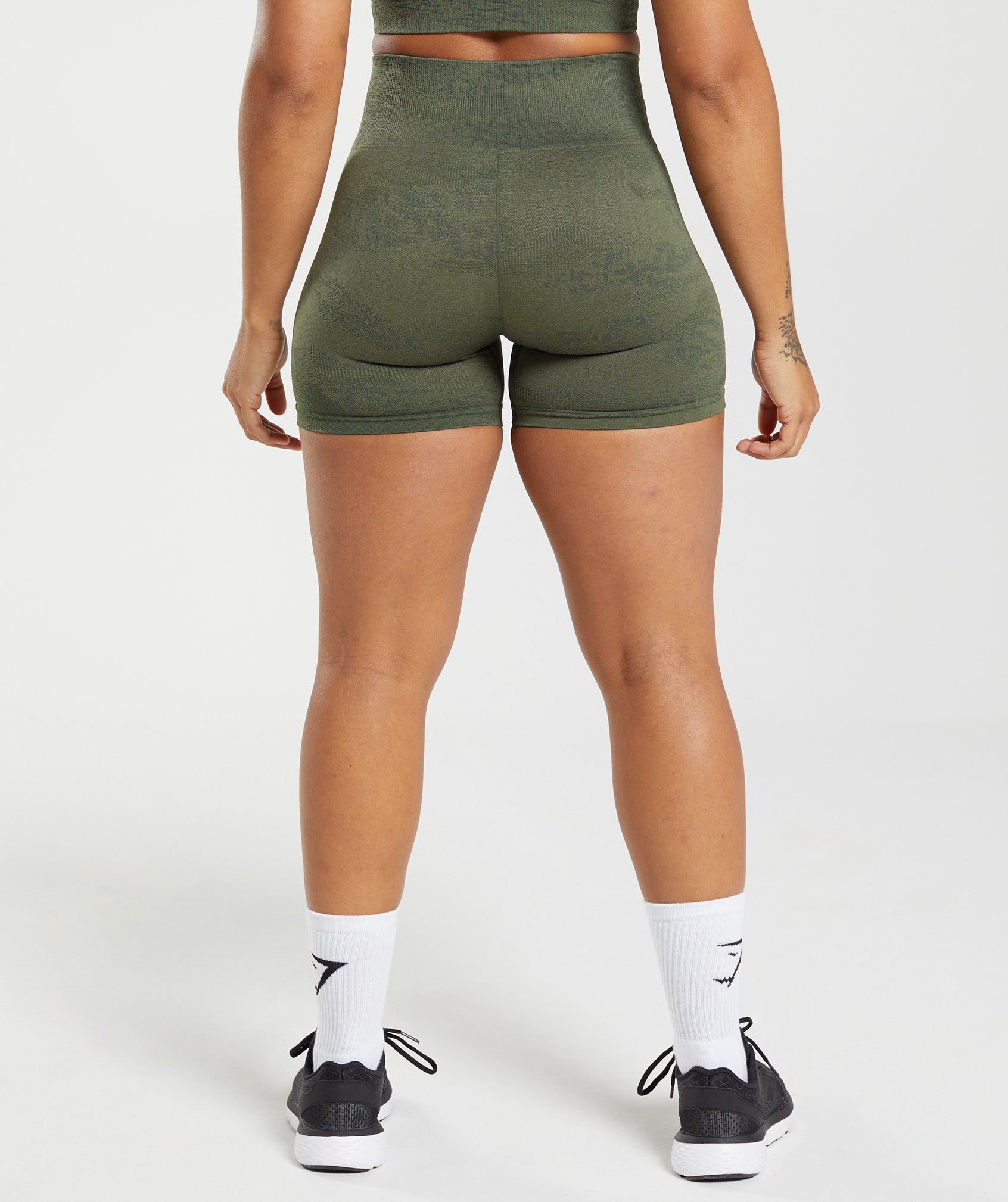 Adapt Camo Seamless Shorts in Moss Olive/Core Olive