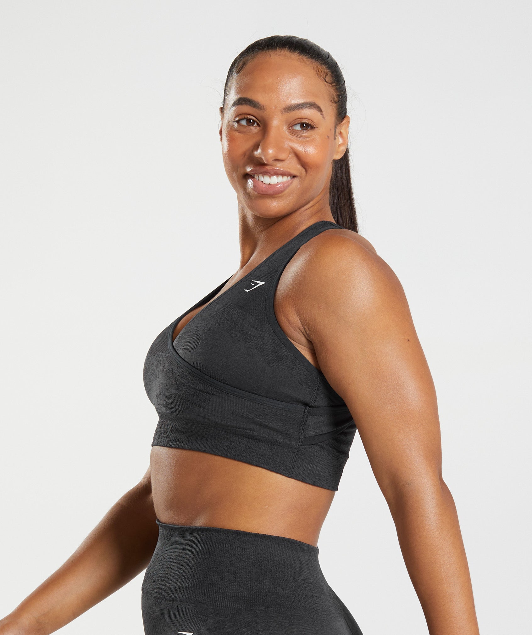 Lanston Sport Onyx Mesh Sports Bra in Black