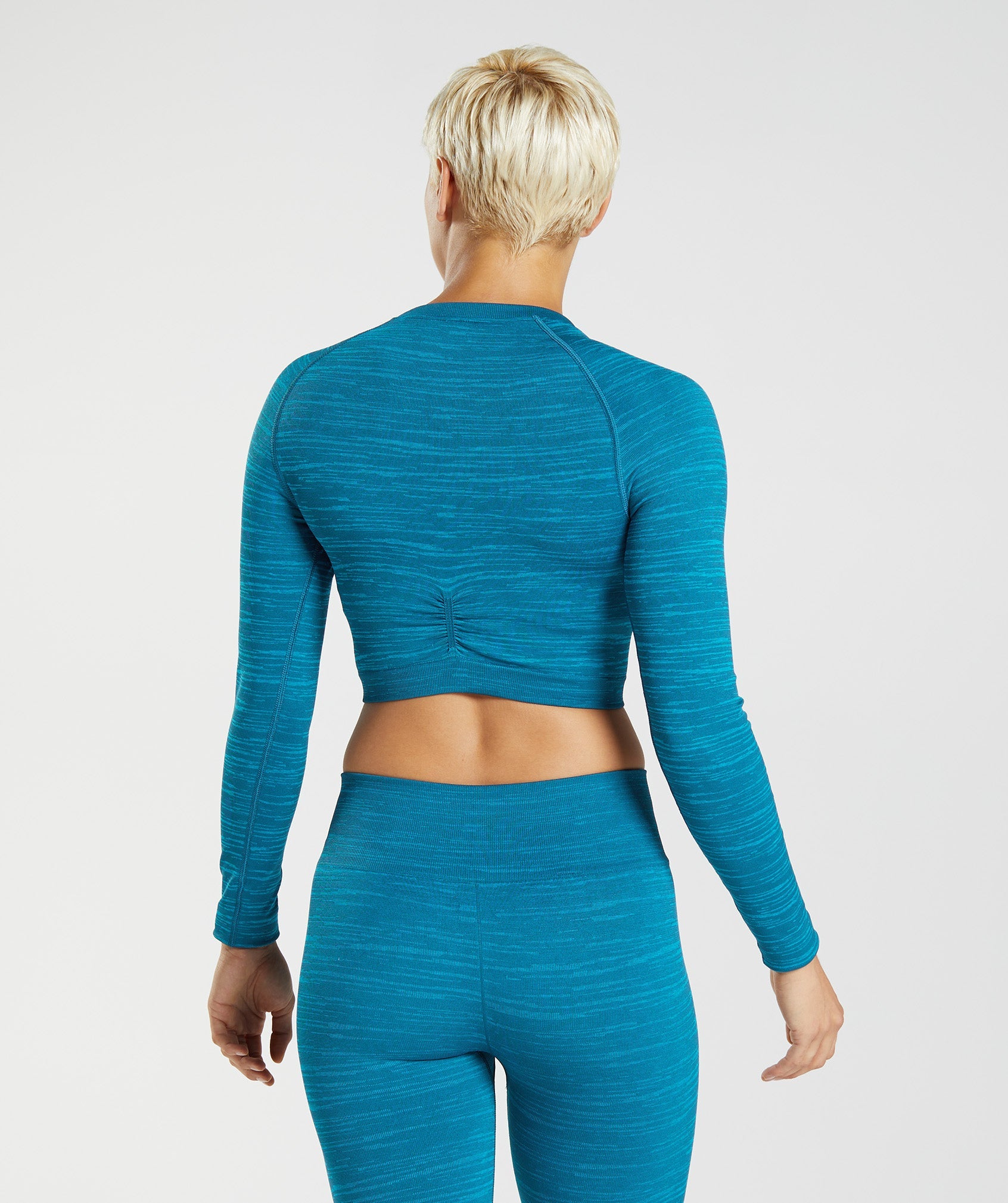 Adapt Marl Seamless Long Sleeve Crop Top in VLT | Atlantic Blue/Shark Blue - view 2