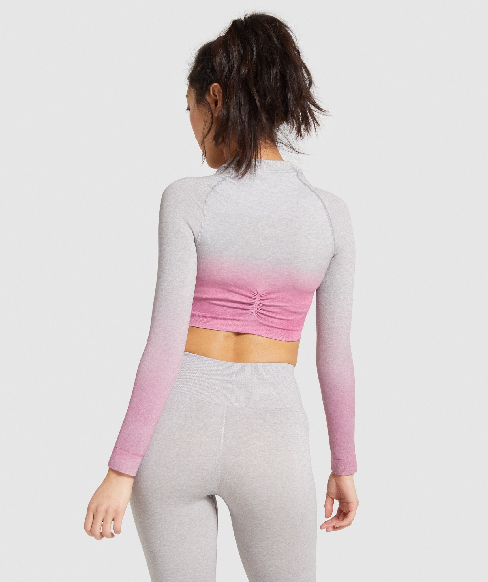 Gymshark Adapt Ombre Seamless Leggings and Long Sleeve Crop Top - Burgundy  Marbl Size XS - $69 - From Lynne