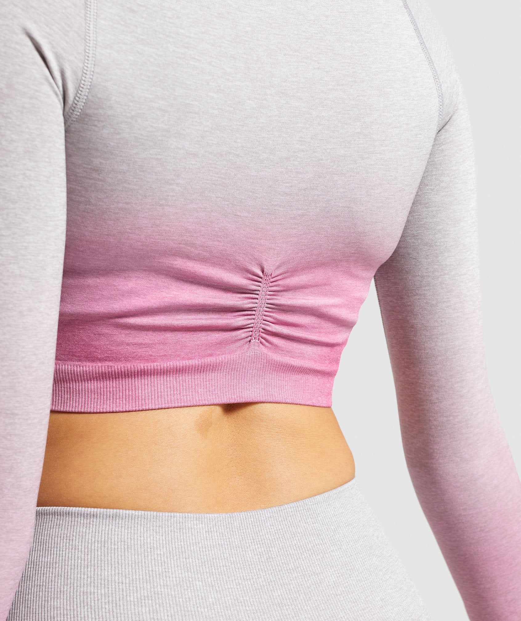 Gymshark Pink Ombre Gradient Women's Long Sleeve Crop Top Nylon