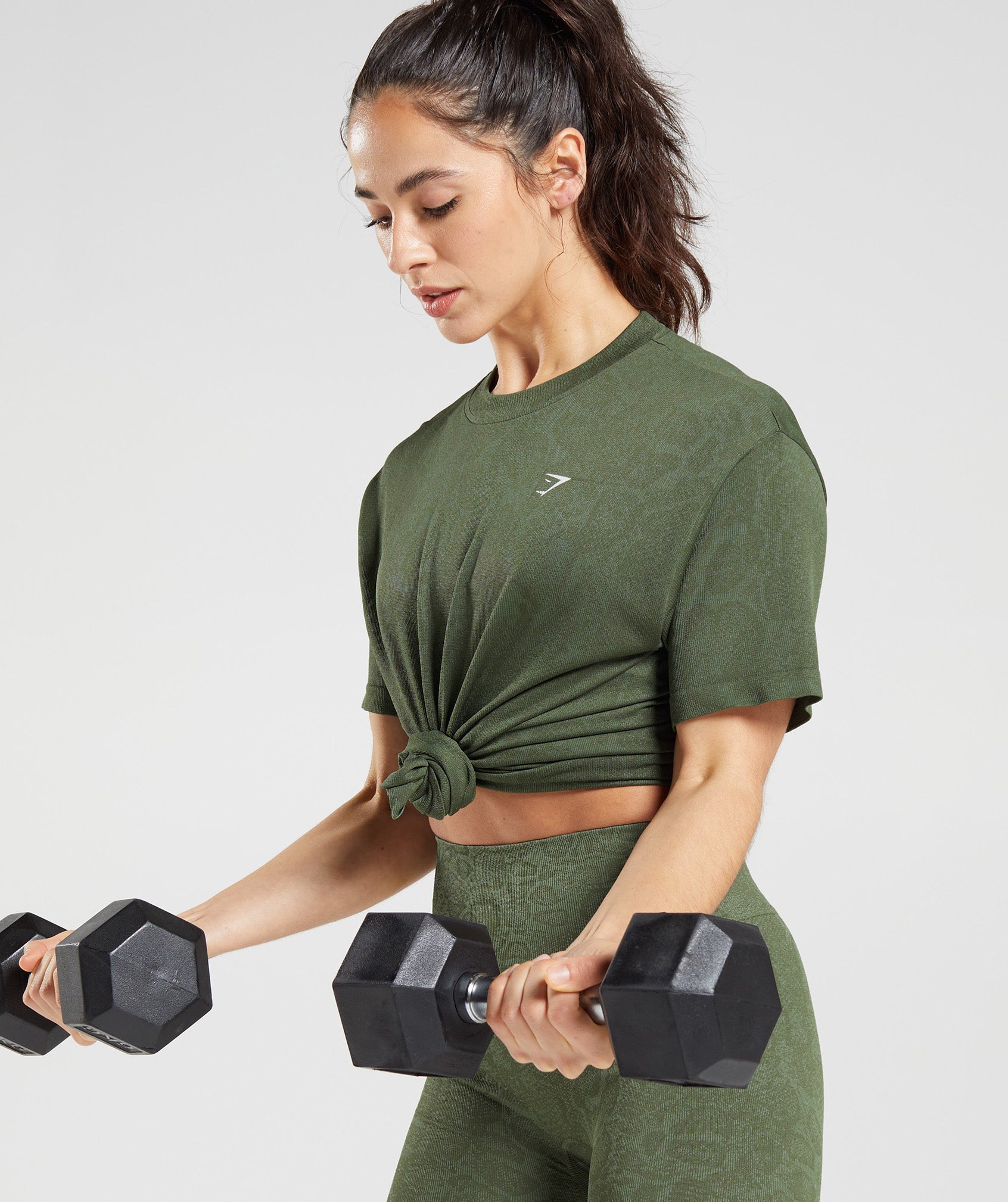 Gymshark Adapt Animal Seamless Sports Bra - Willow Green/Core Olive