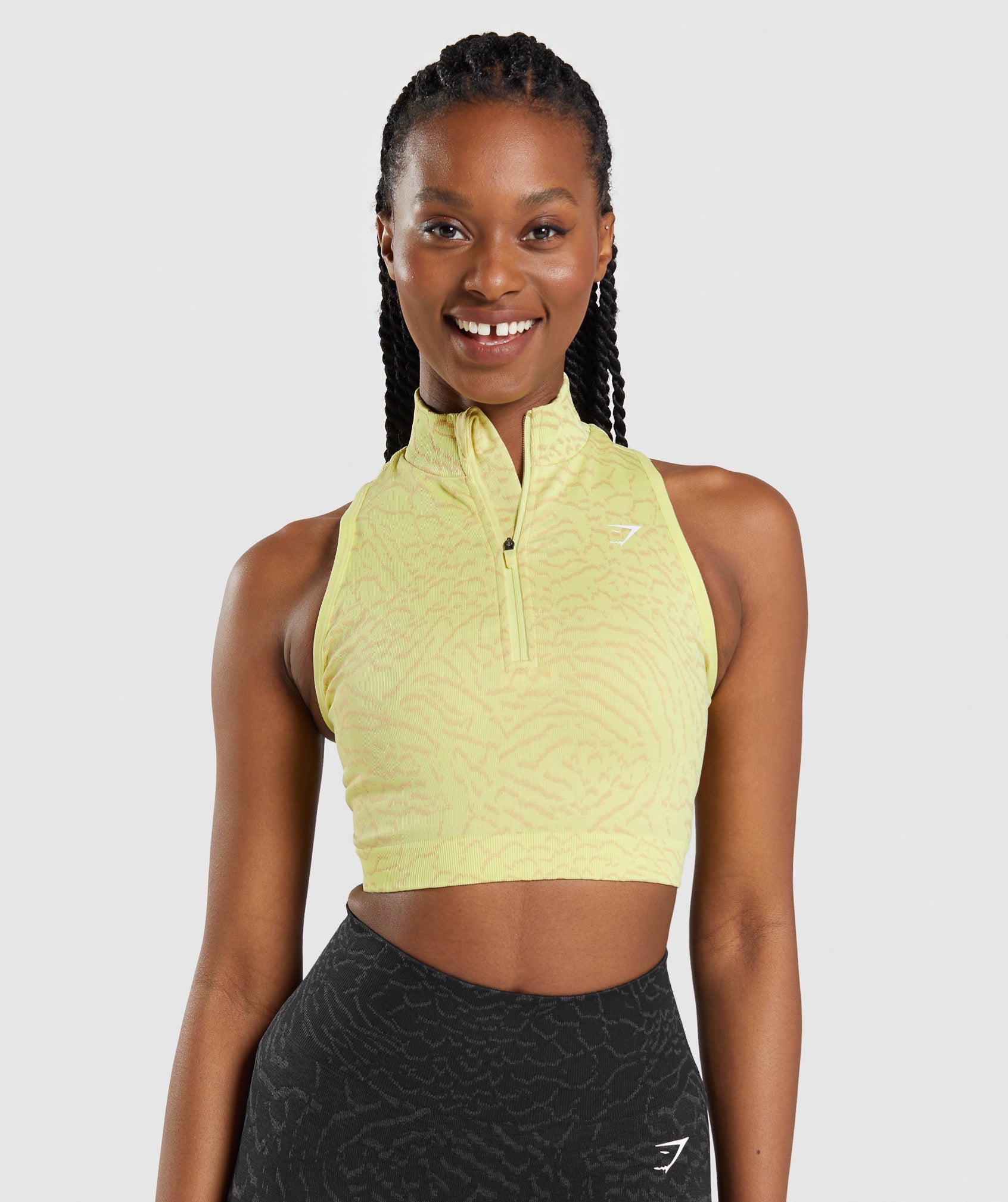 Gymshark Adapt Ombre Crop Top - Triangle, Penny Brown Print