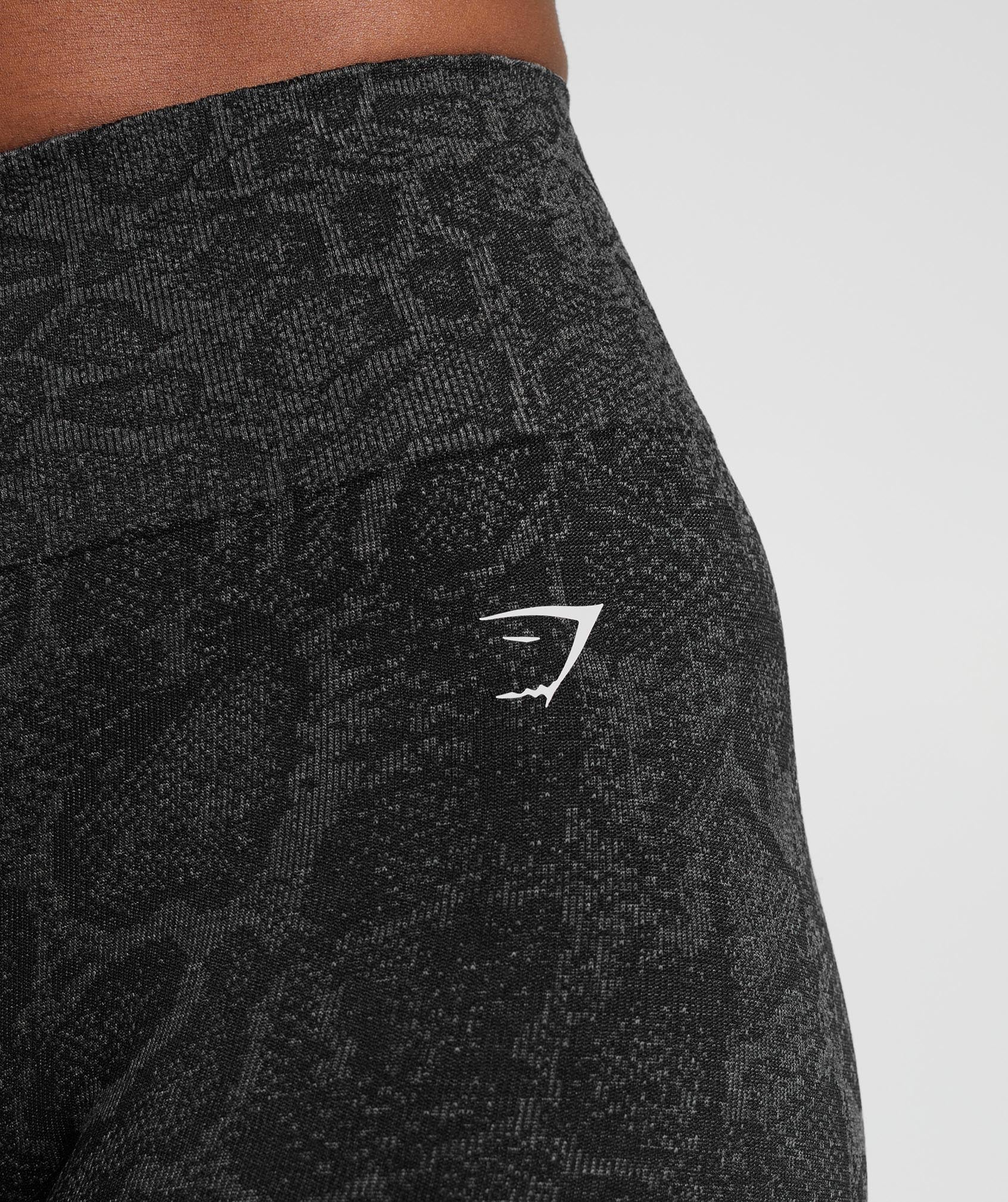 GYM SHARK S Women Leggings Dark Grey Patterned Stretch Logo