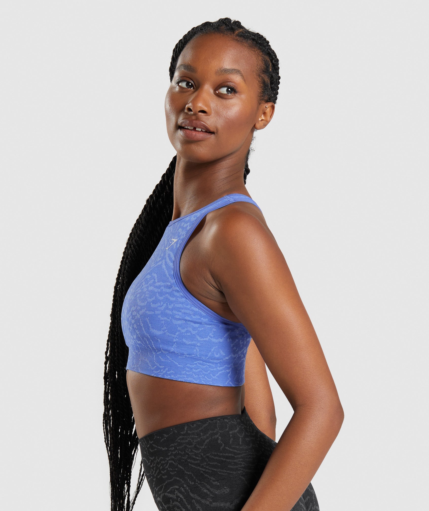 Gymshark Adapt Animal Seamless Teal Blue Strappy Padded Sports Bra Size  Small