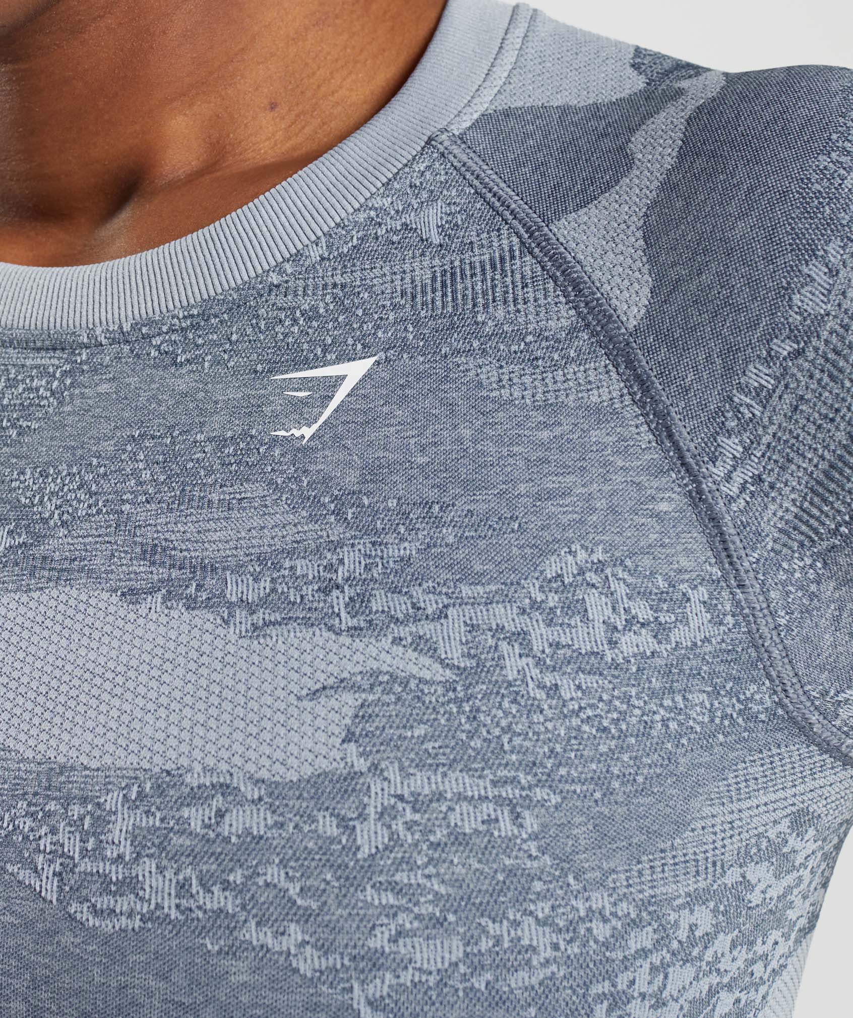 Gymshark Adapt Camo Seamless Lace Up Back Top - River Stone Grey/Evening  Blue