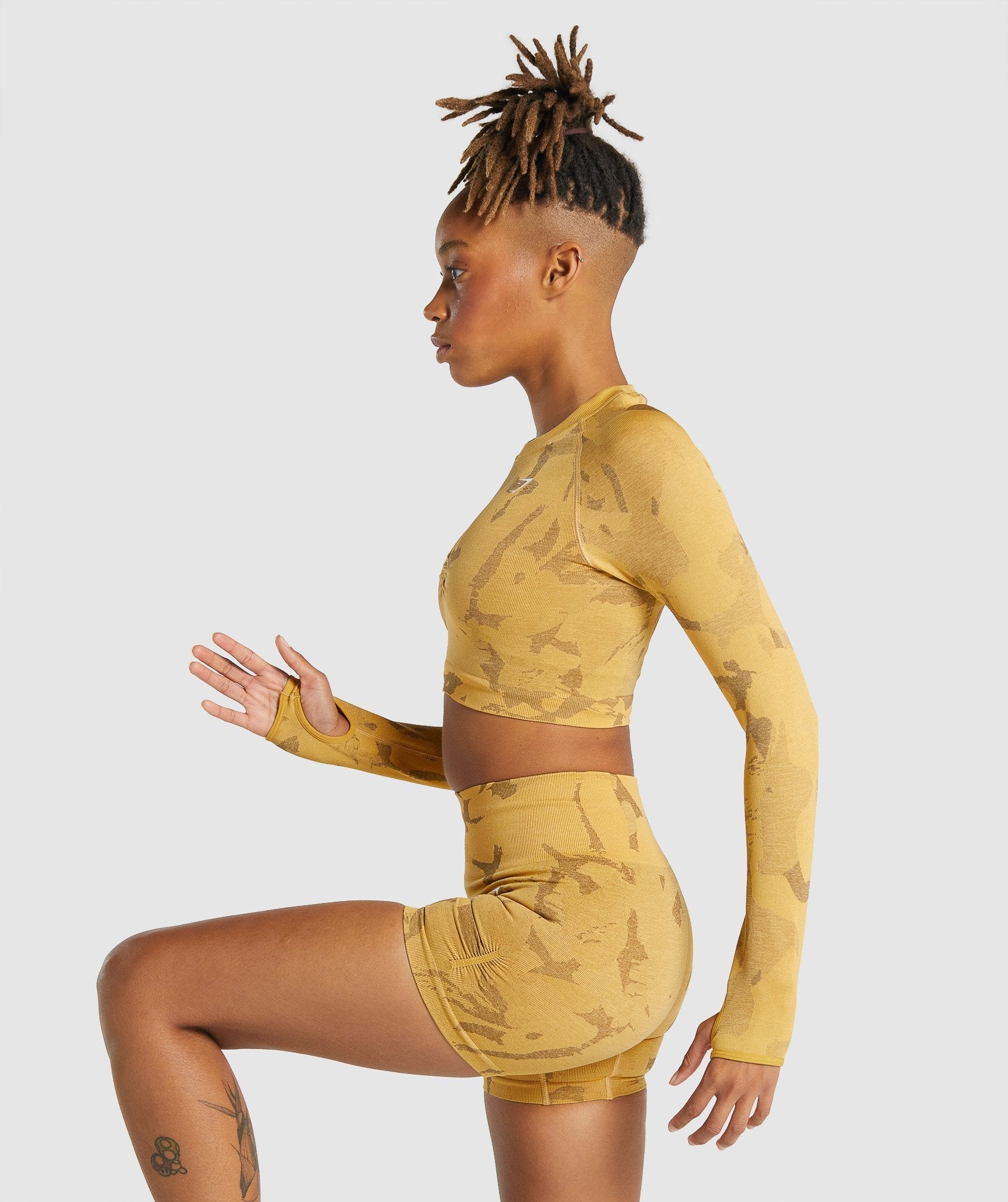 Gymshark Flex Sports Long Sleeve Crop Top - Glitch Yellow Marl