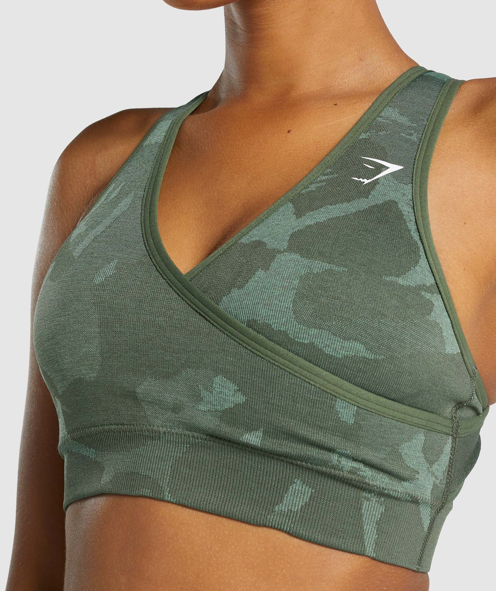100% Authentic Gymshark Camo Seamless Sports bra - Sage Green (XS