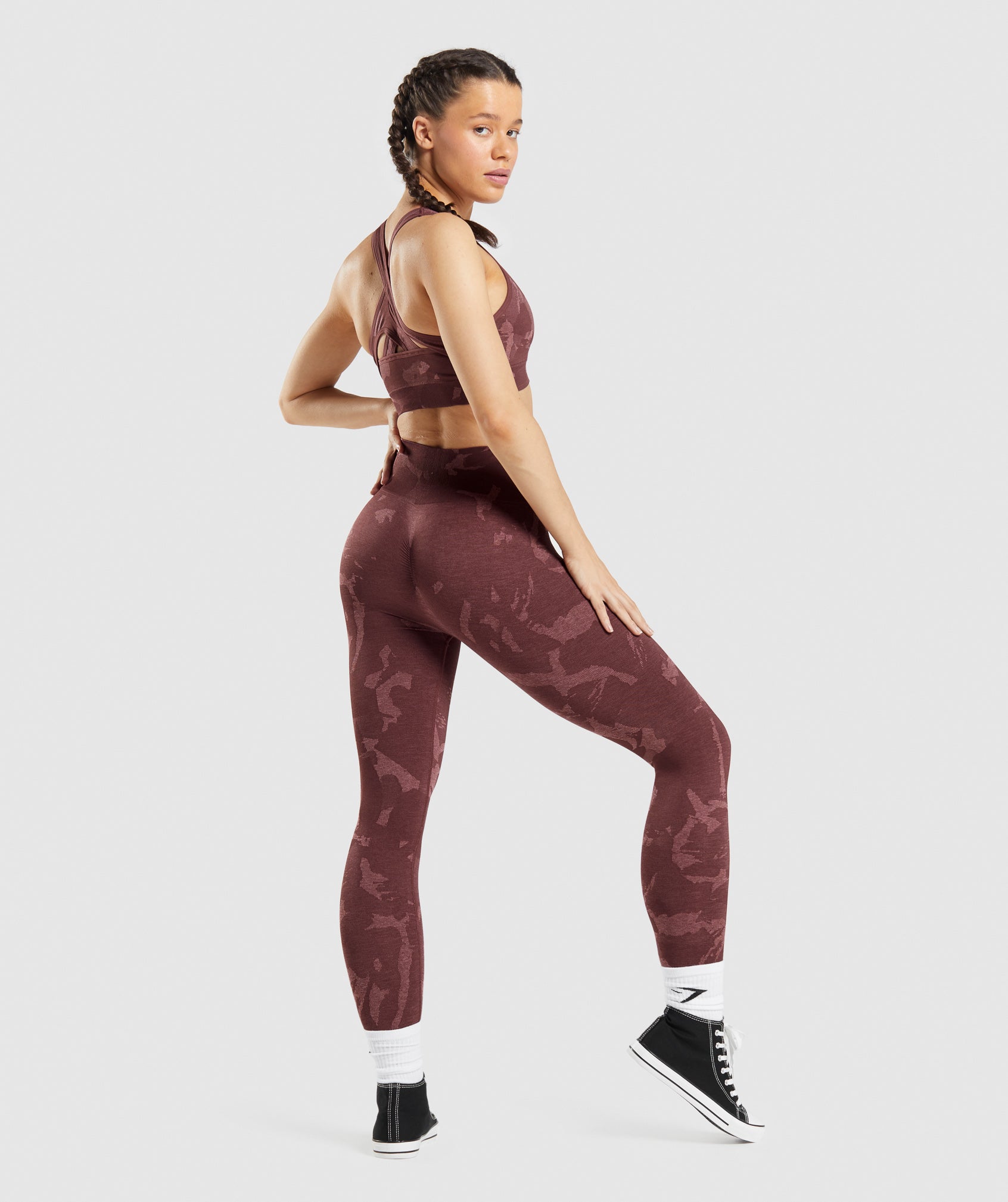 High waist squat proof leggings (cherry)