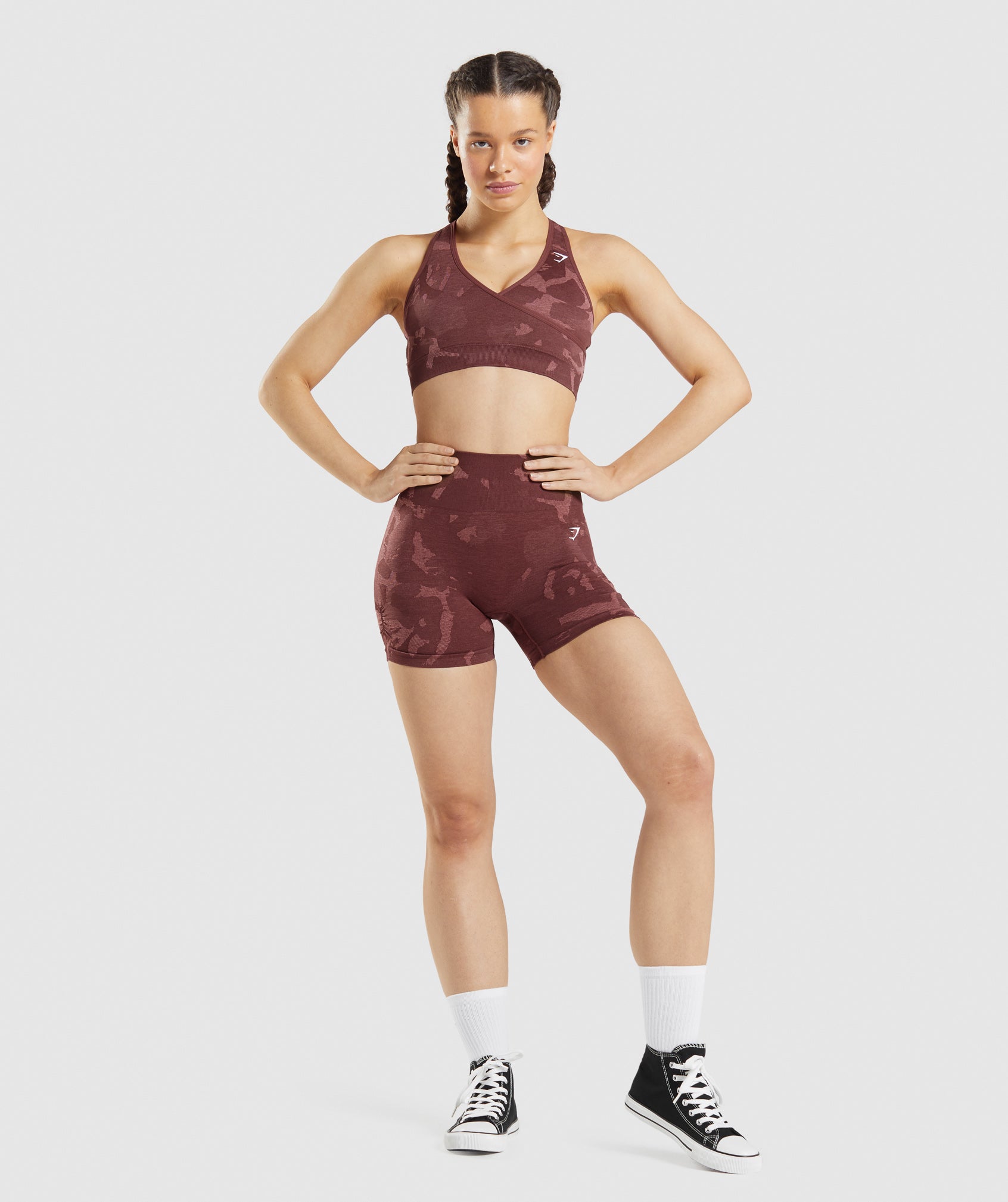 Gymshark Adapt Camo Seamless Shorts - Savanna, Cherry Brown