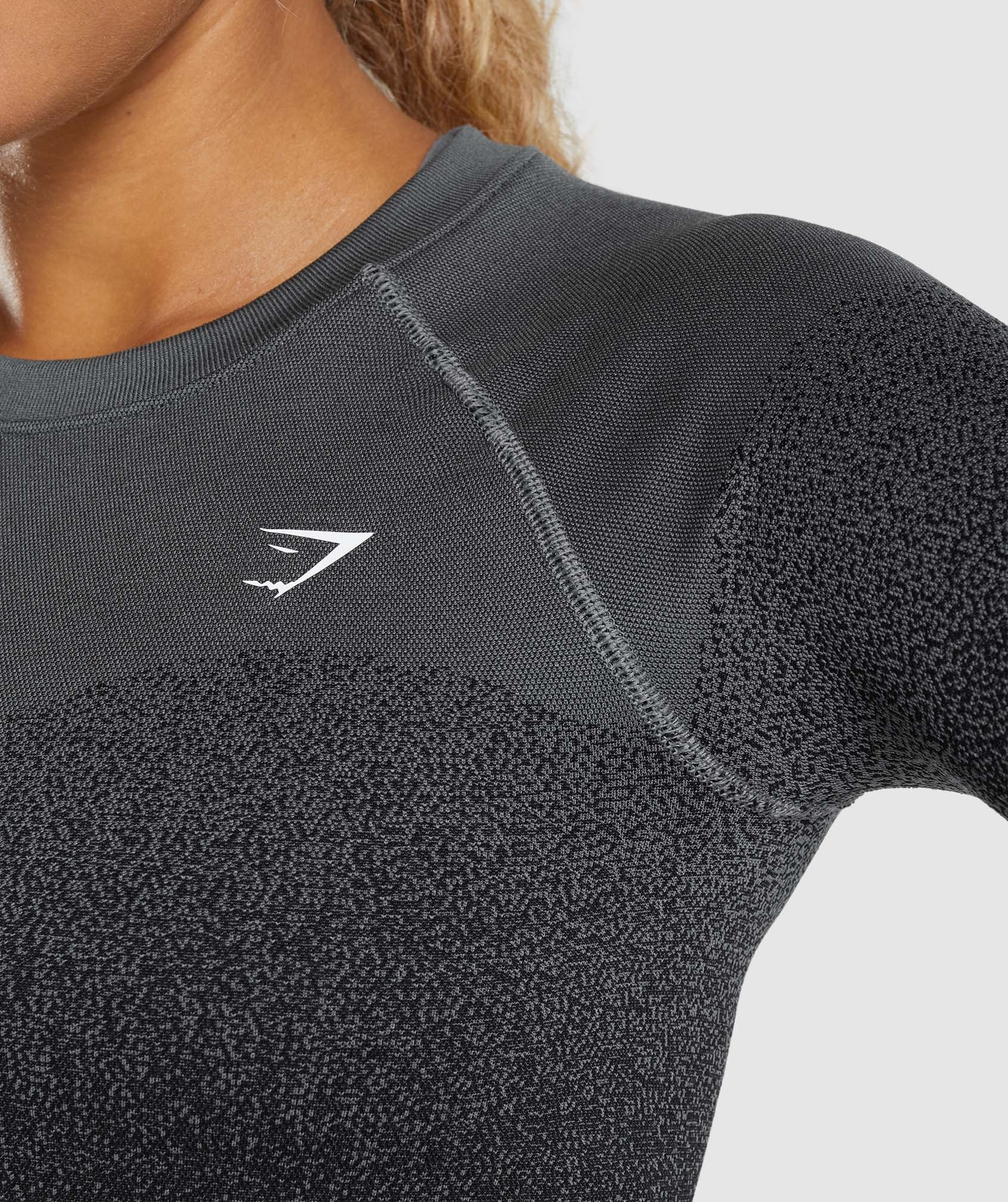 Gymshark Vital Seamless Long Sleeve Cropped Crop Ombre Gray S