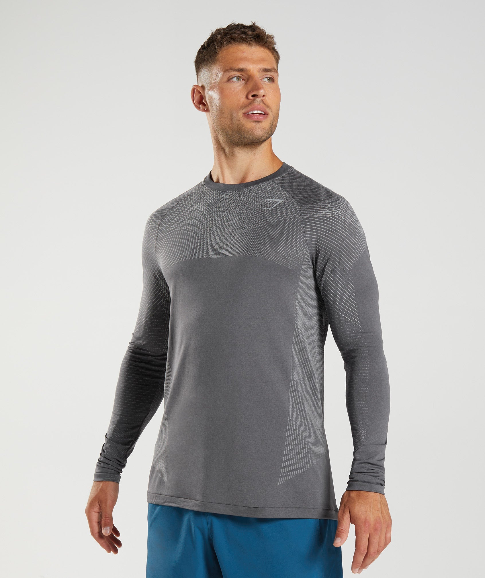 Gymshark Crew Neck Long Sleeve Blue Mens Element Baselayer GMBP4019 SPBL