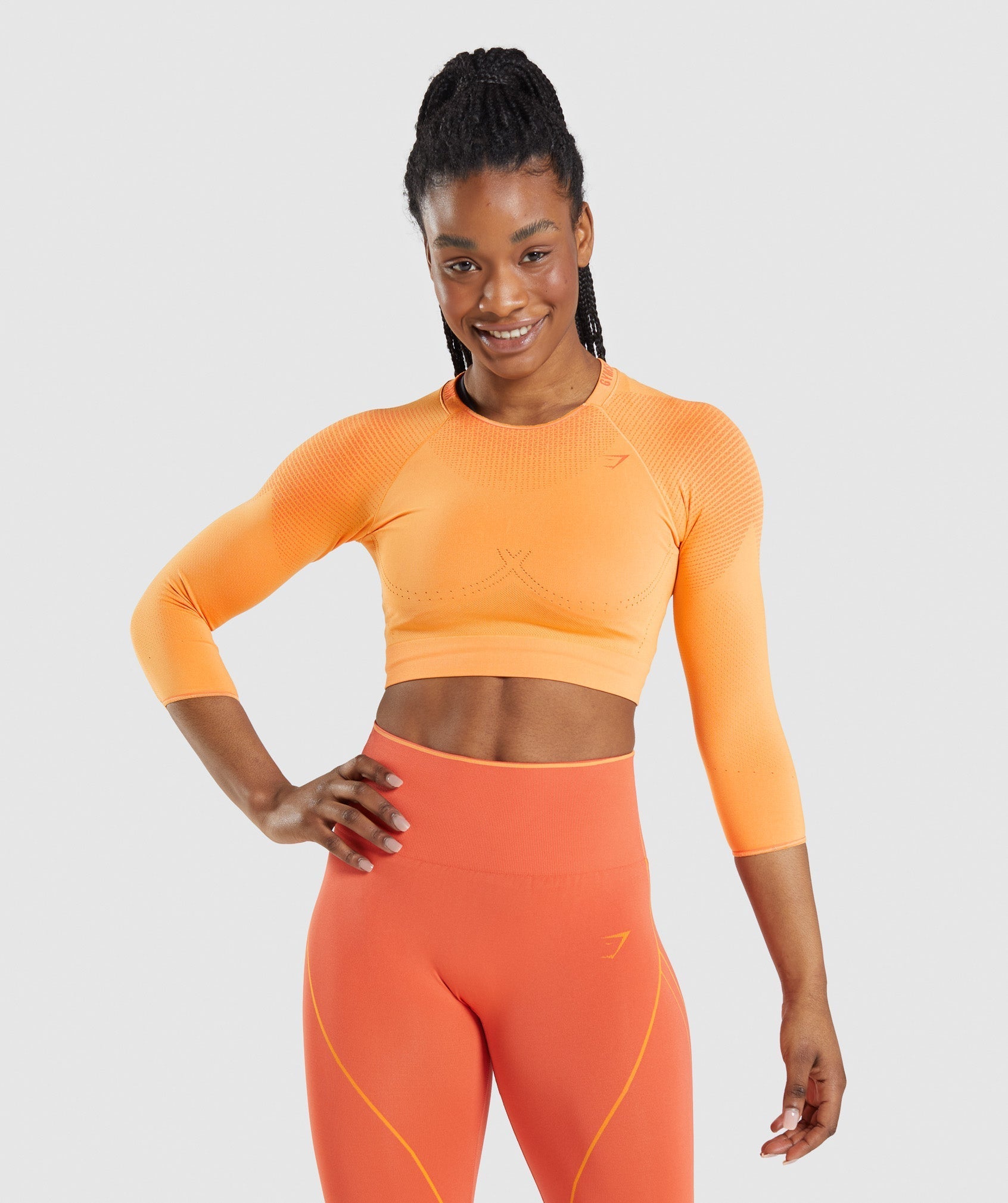 Apex Seamless Crop Top in Apricot Orange/Papaya Orange