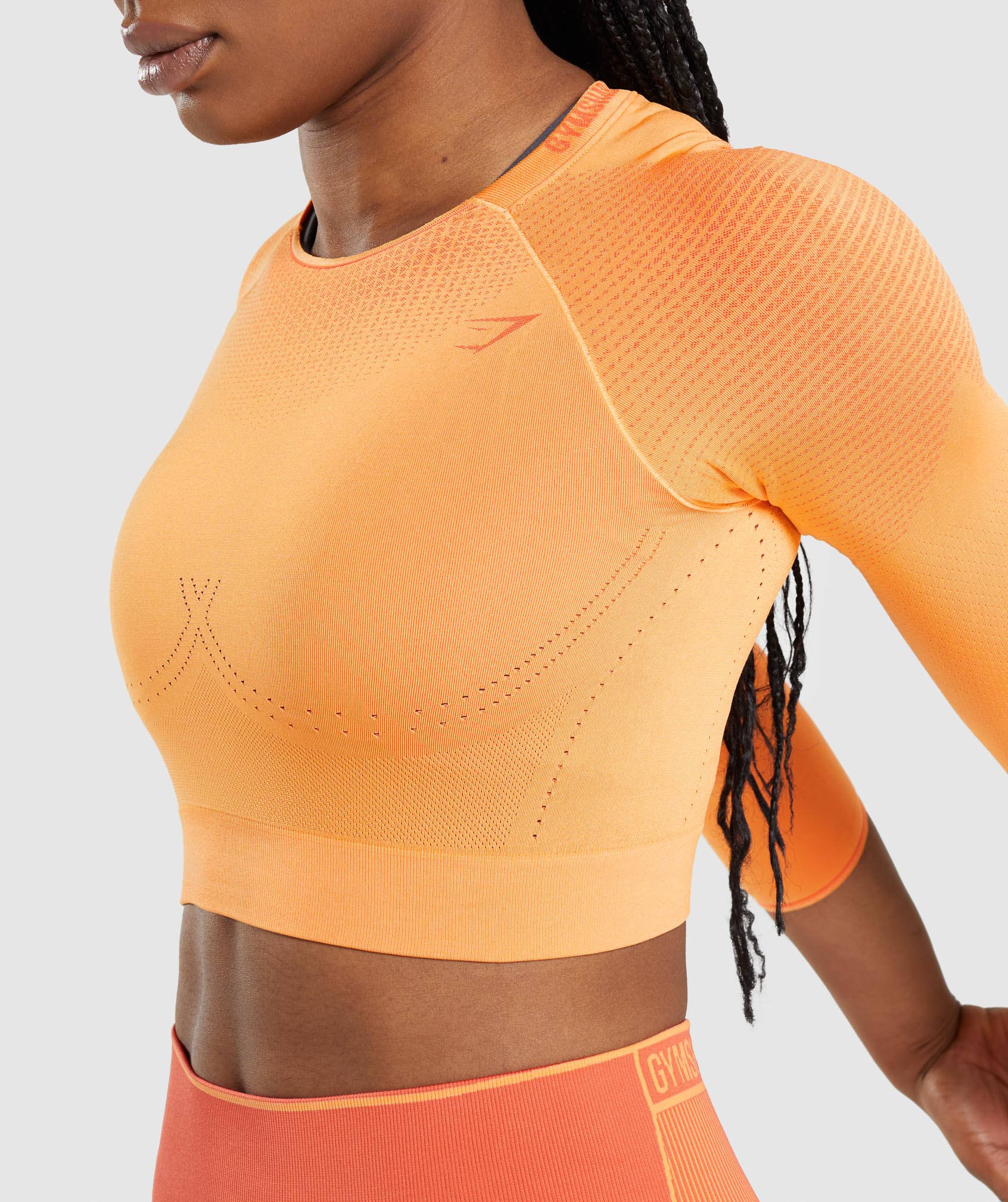 Apex Seamless Crop Top in Apricot Orange/Papaya Orange