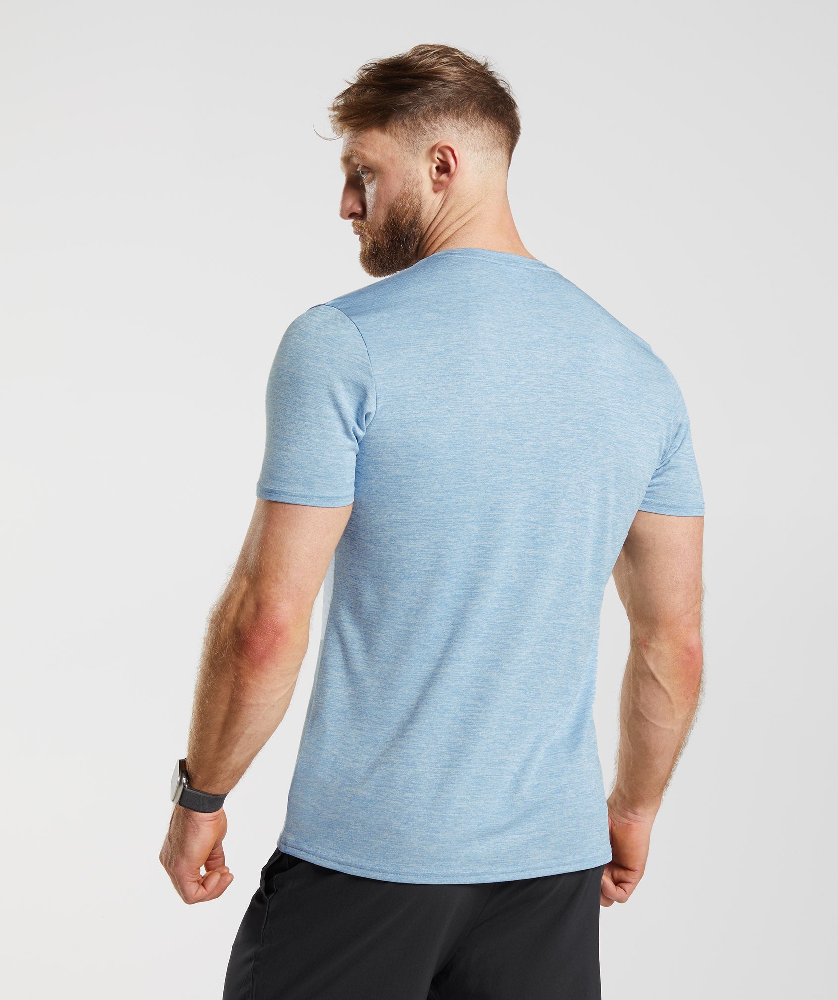 T-shirt homme à manches courtes bleu Gymshark Crew GMBP4010 SPBL