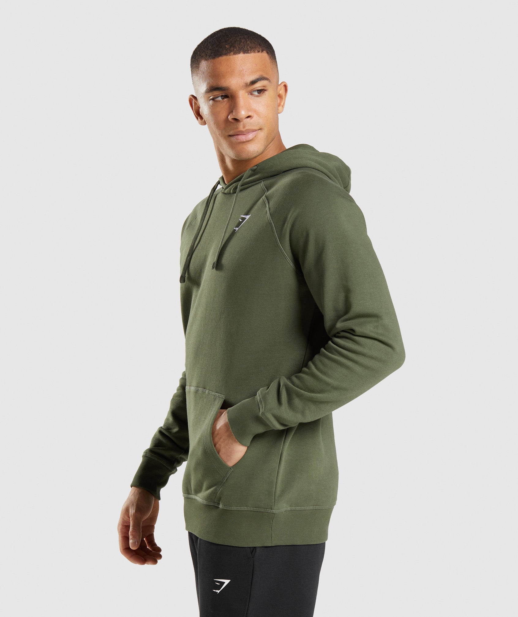 Gymshark Mens S Crest Pullover Fleece Hoodie Sweatshirt Black