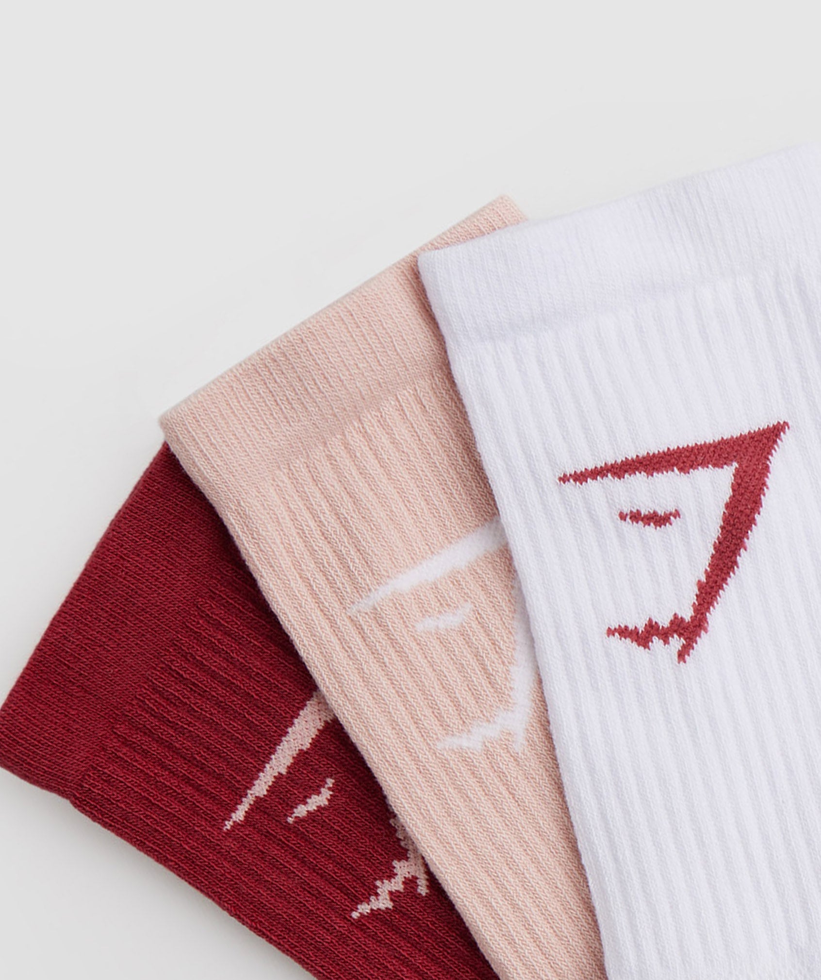 Crew Socks 3pk in White/Pink/Red