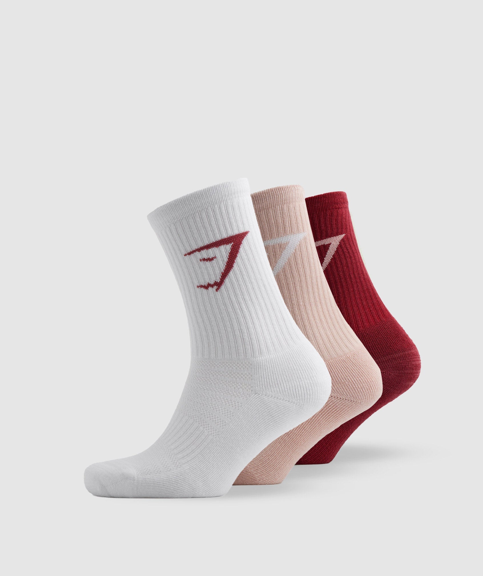 Crew Socks 3pk in White/Pink/Red